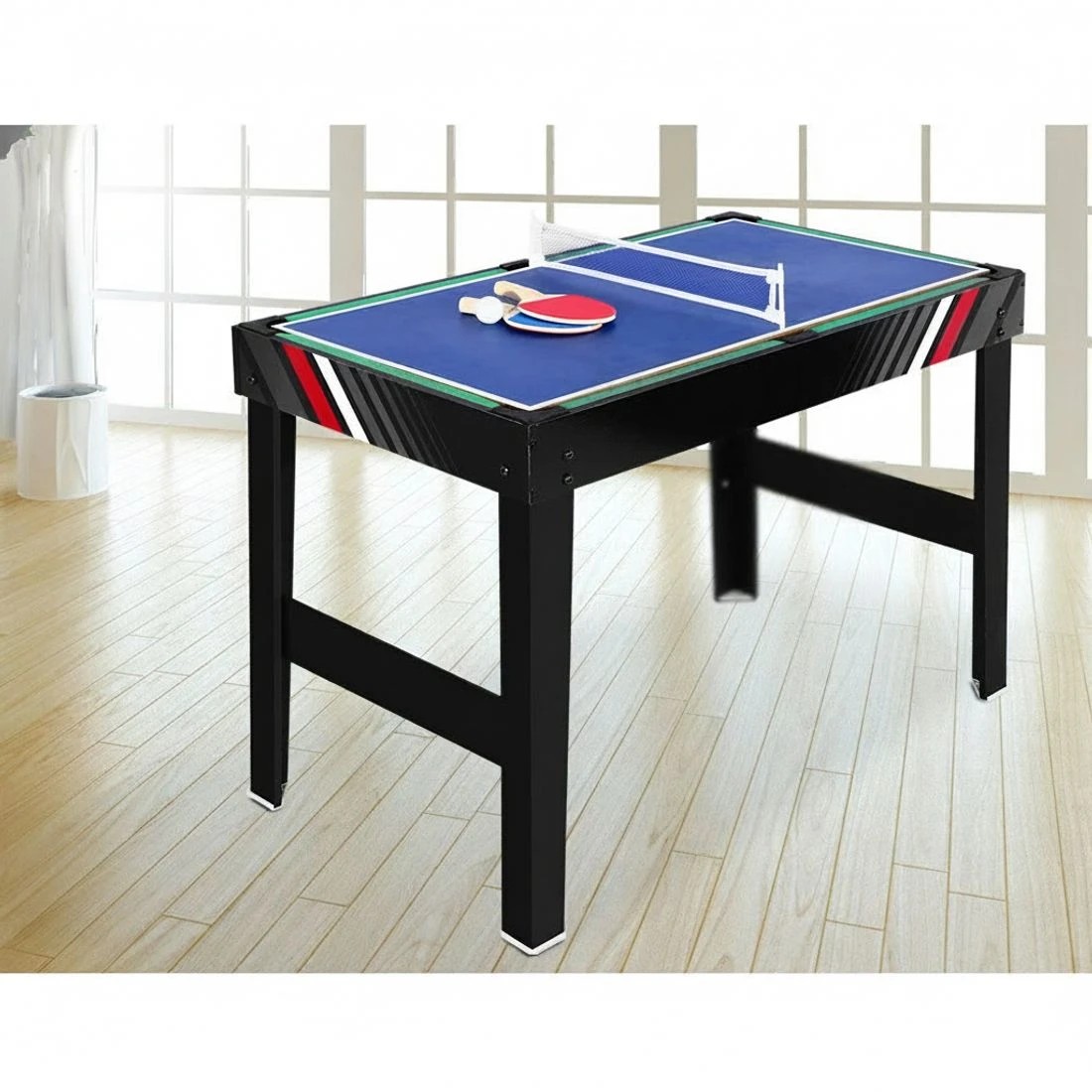 4 Everfit 4-in-1 Games Table Soccer Foosball Pool Table Tennis Air Hockey Home Party Gift - Black, 4 of 8