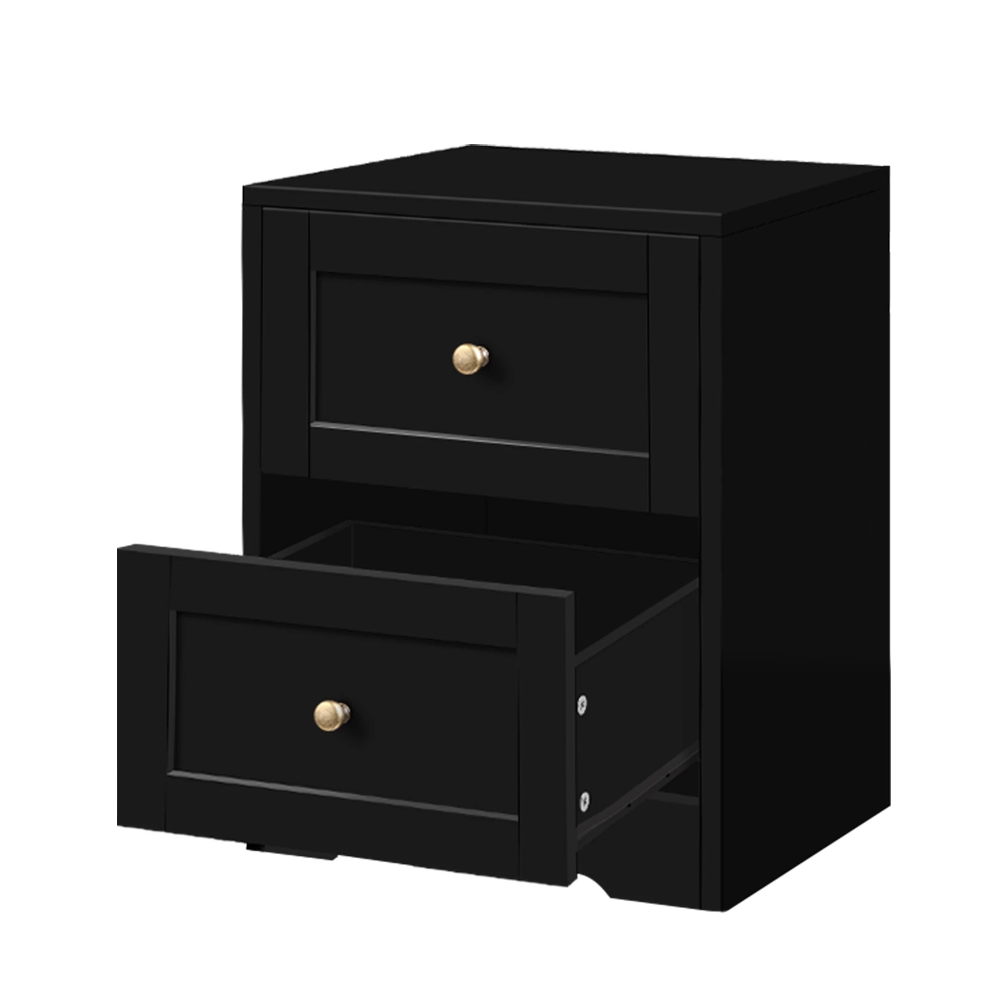 3 Alfordson Bedside Table Hamptons Nightstand Storage Side End Cabinet - Black, 3 of 10