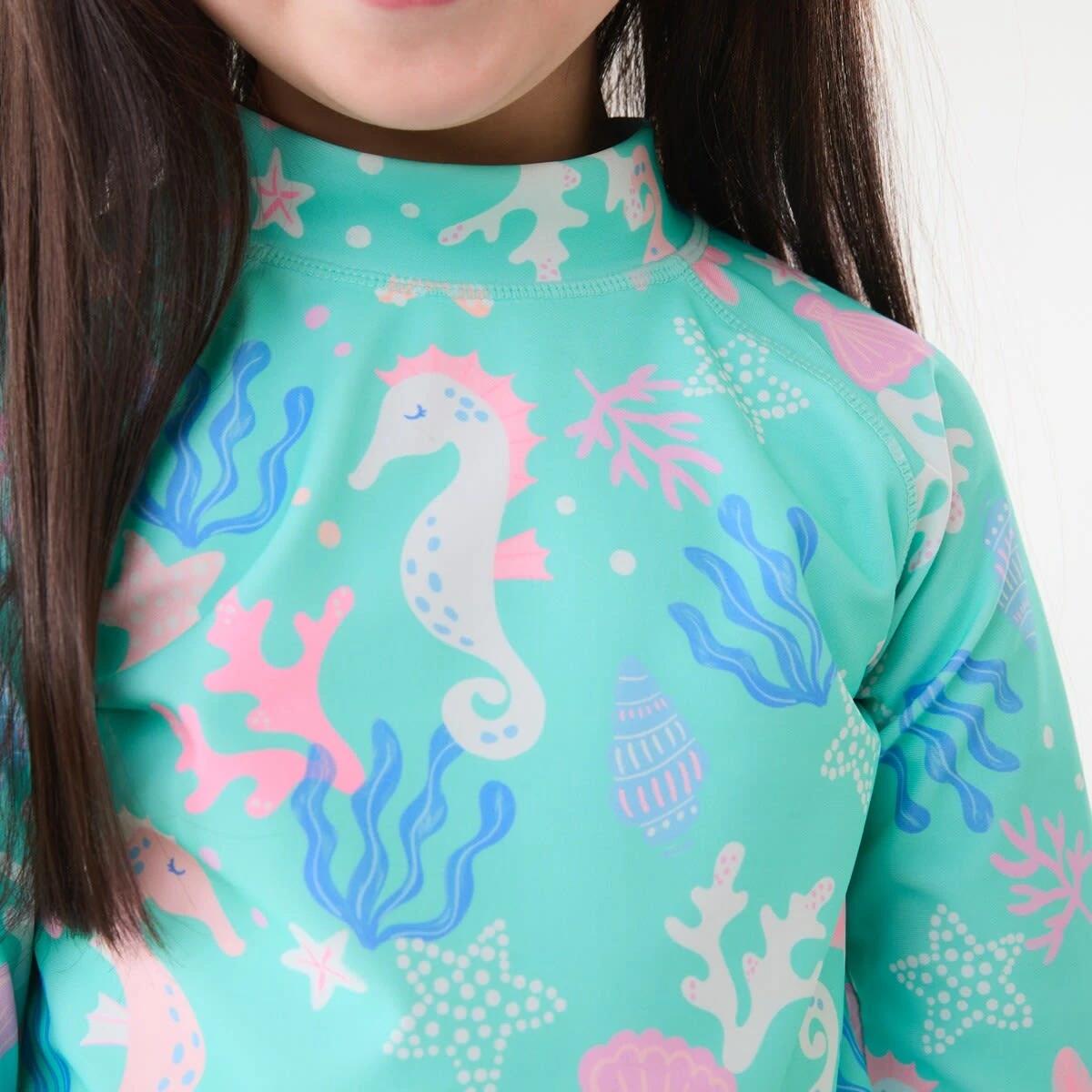 3 2 Piece Long Sleeve Rash Swim Set OCEAN TREASURES ARUBA BLUE, 3 of 10