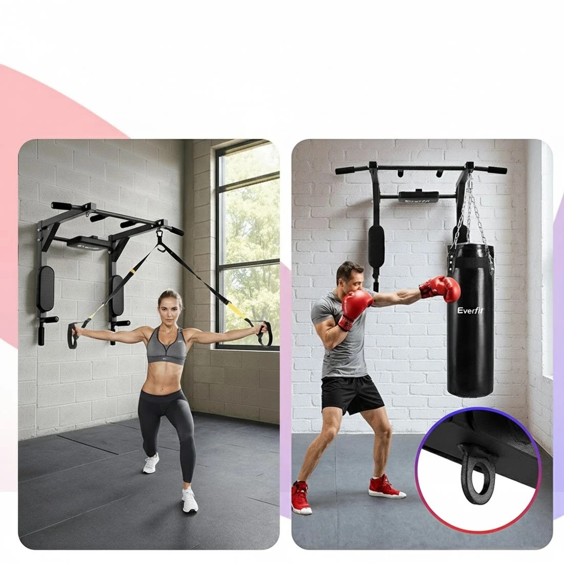 6 Everfit Pull Up Bar Dip Station Multi Gym 150kg - Black, 6 of 6