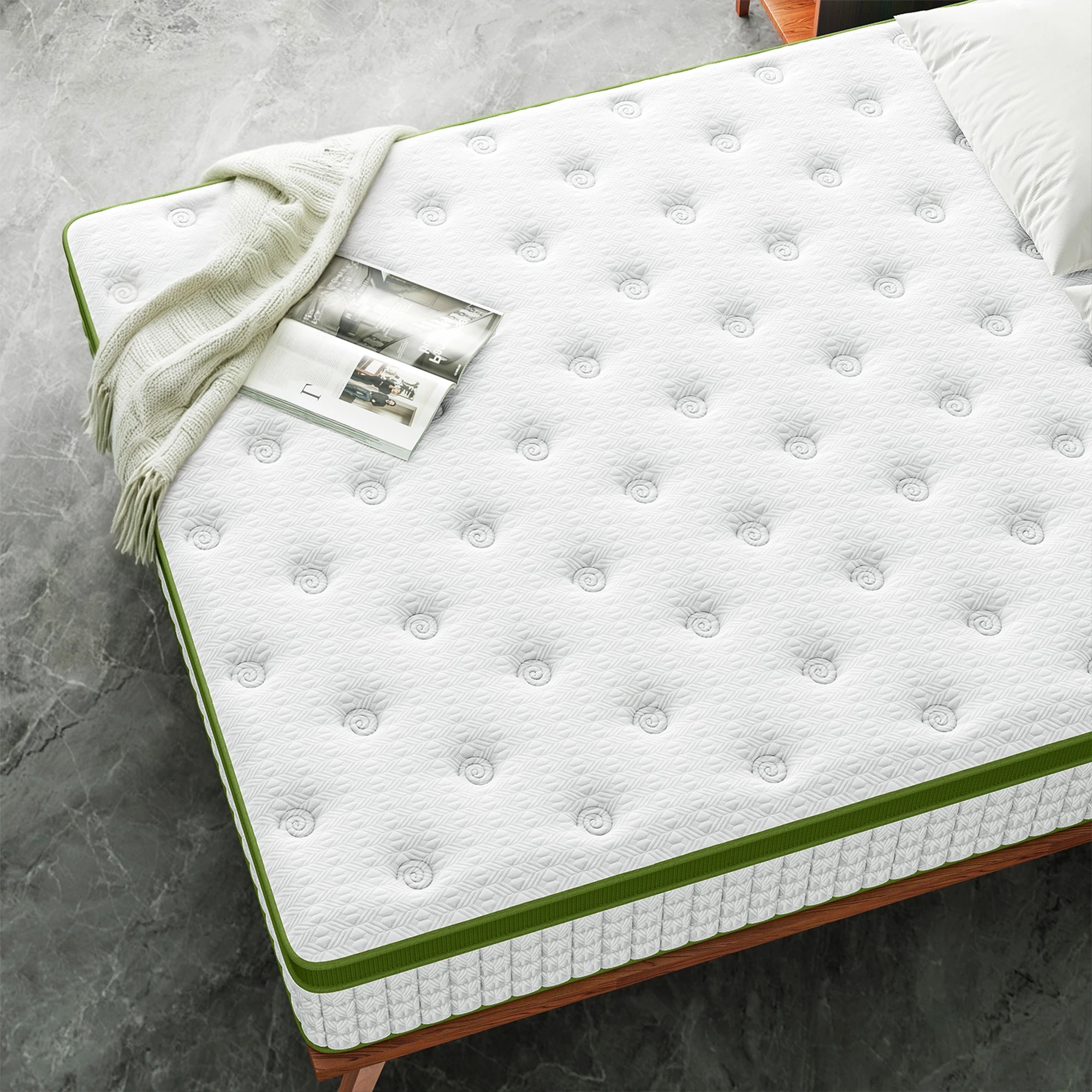 5 Artiss Bed Frame with Hybrid Mattress Platform Headboard Medium Firm - Single Bed - White, 5 of 10