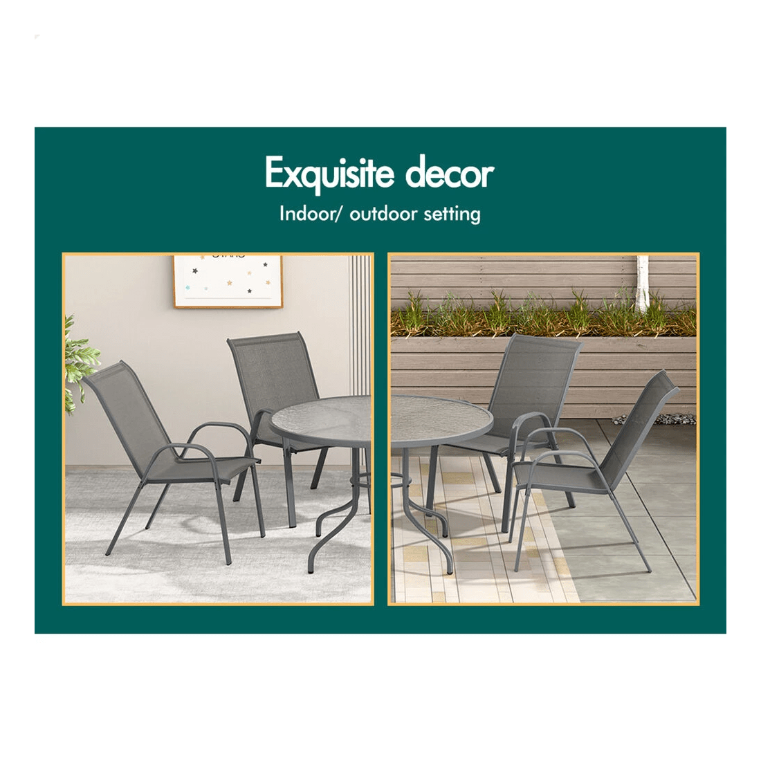 9 Alfordson 5PCS Outdoor Dining Set Table and Chairs Patio Furniture Round - Grey, 9 of 10