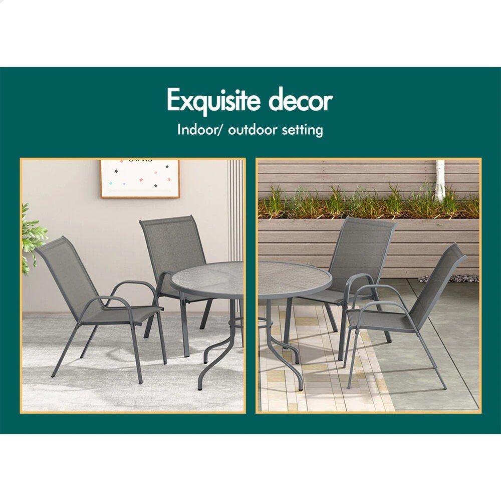 9 Alfordson 5PCS Outdoor Dining Set Table and Chairs Patio Furniture Round - Grey, 9 of 10