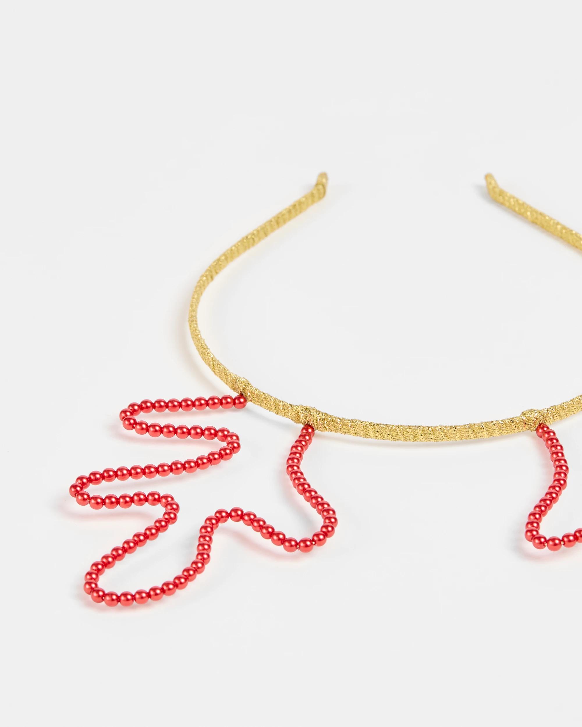 3 Target Christmas Beaded Reindeer Headband RED, 3 of 3