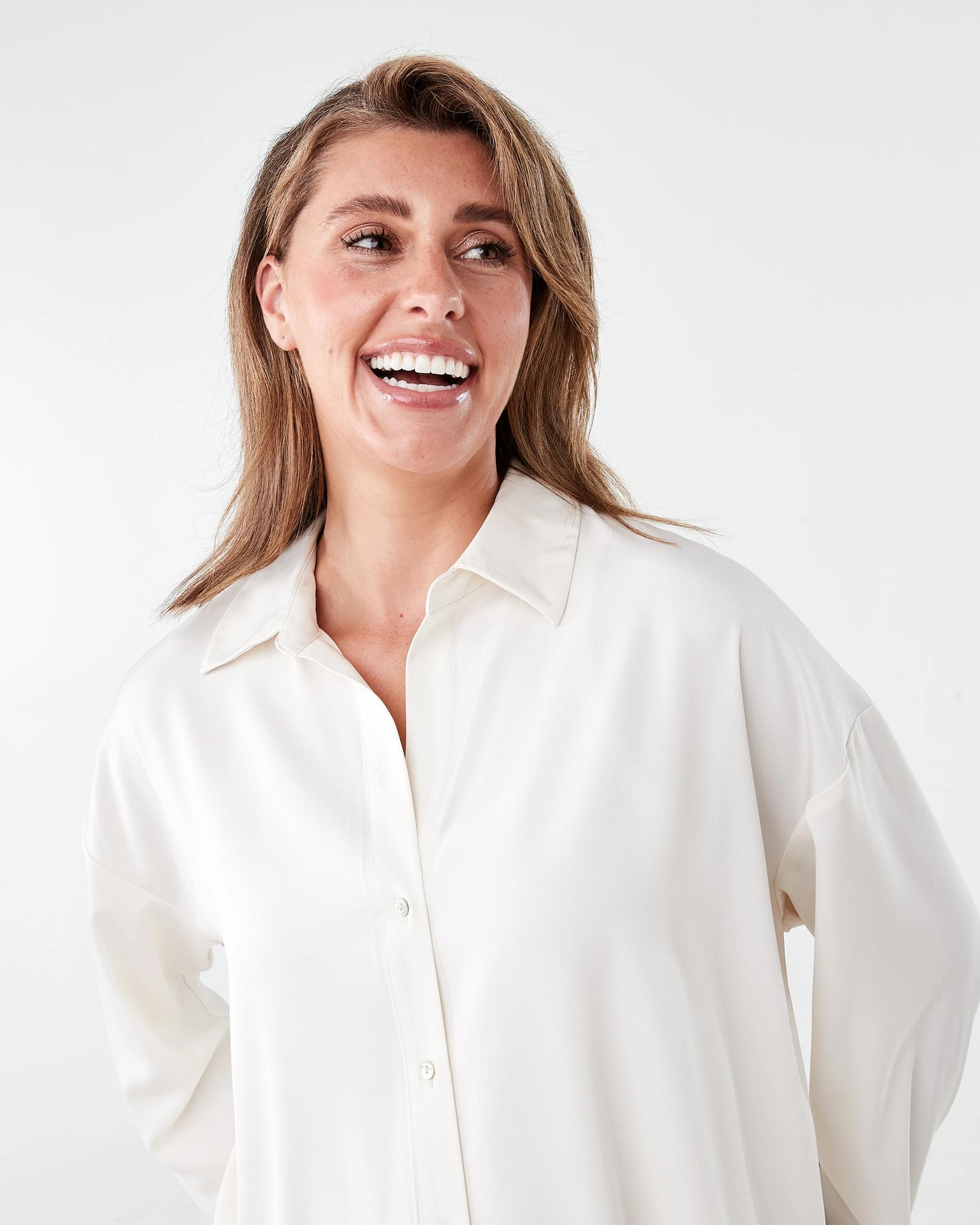 6 Long Sleeve Oversized Satin Shirt Vanillaoat, 6 of 10