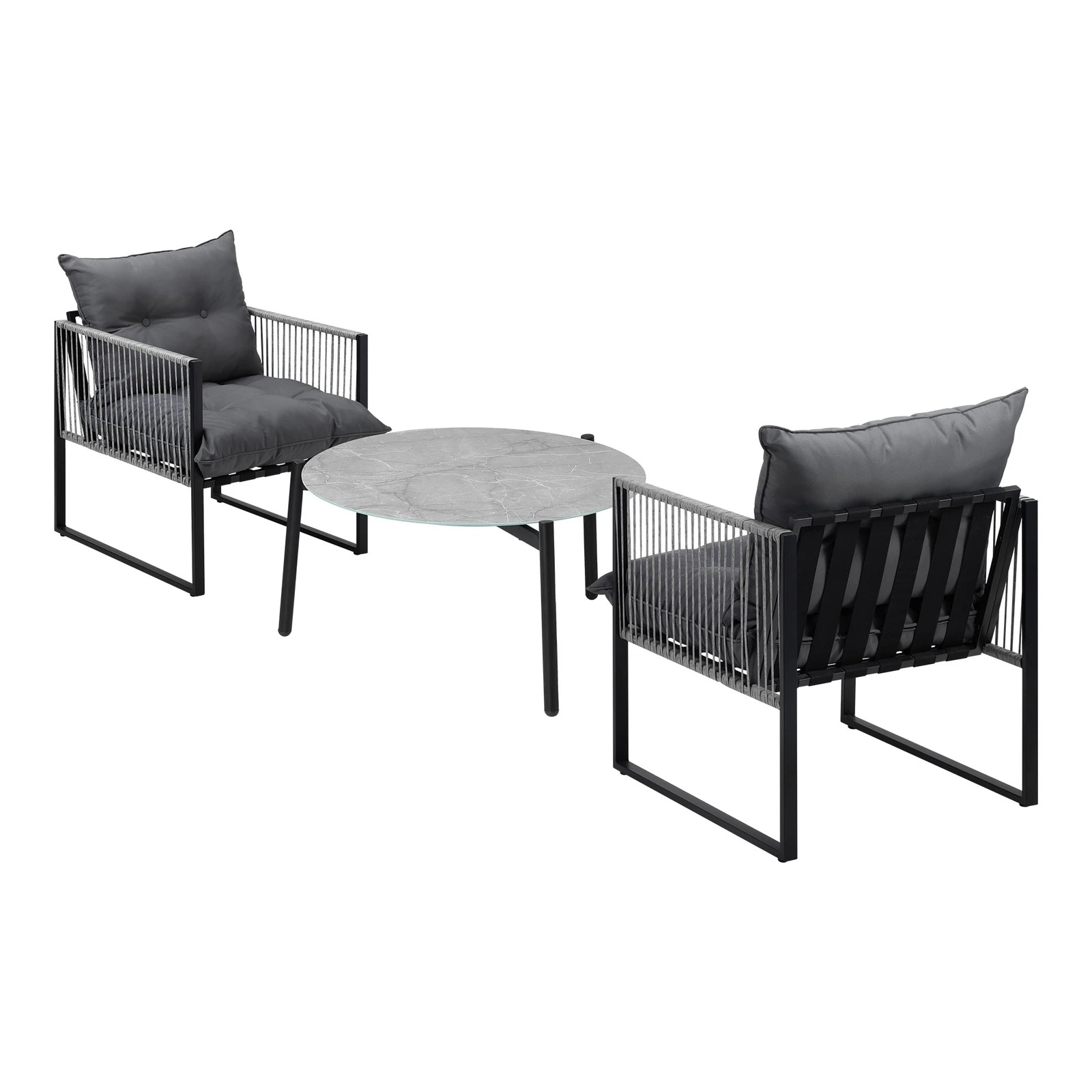 7 Livsip 3PCS Outdoor Patio Set Table Garden Lounge Chairs White 70cm Coffee Table - Multi, 7 of 9
