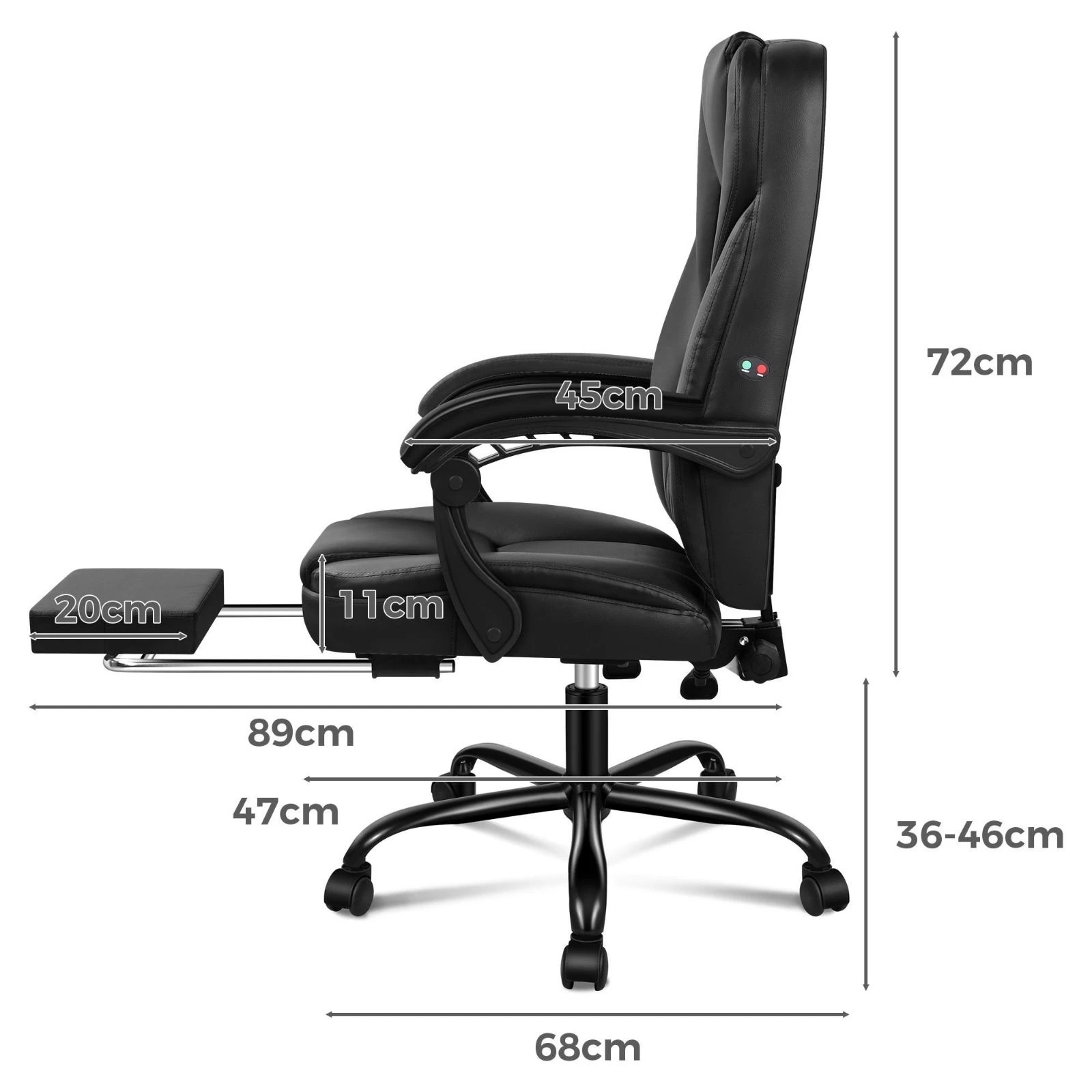 4 Alfordson Massage Office Chair Executive Recliner Gaming Computer Leather Seat - Black, 4 of 10