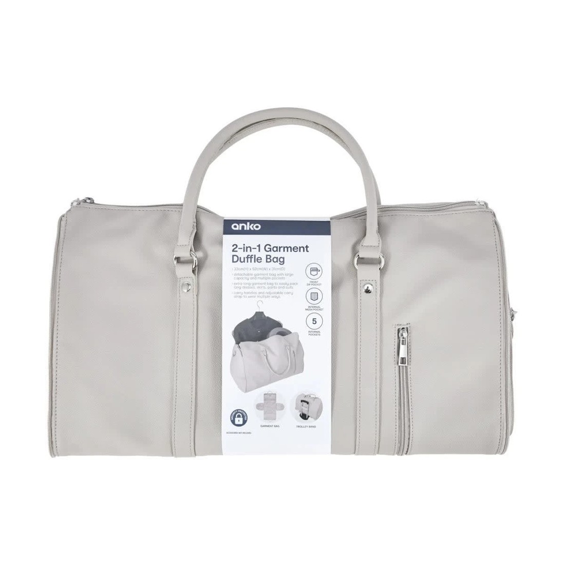 6 2-in-1 Garment Duffle Bag - Beige, 6 of 6