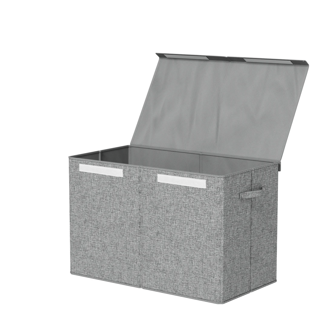 1 Keezi Large Toy Box Chest Storage with Flip-Top Lid Foldable Organizer Bins - Grey, 1 of 6