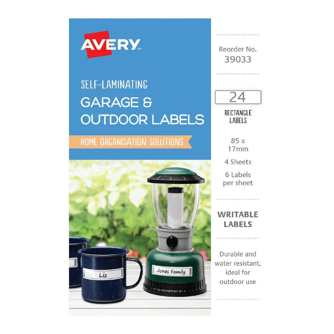 1 Avery Outdoor Self Laminate Rectangle Labels White 24 Pack, 1 of 2