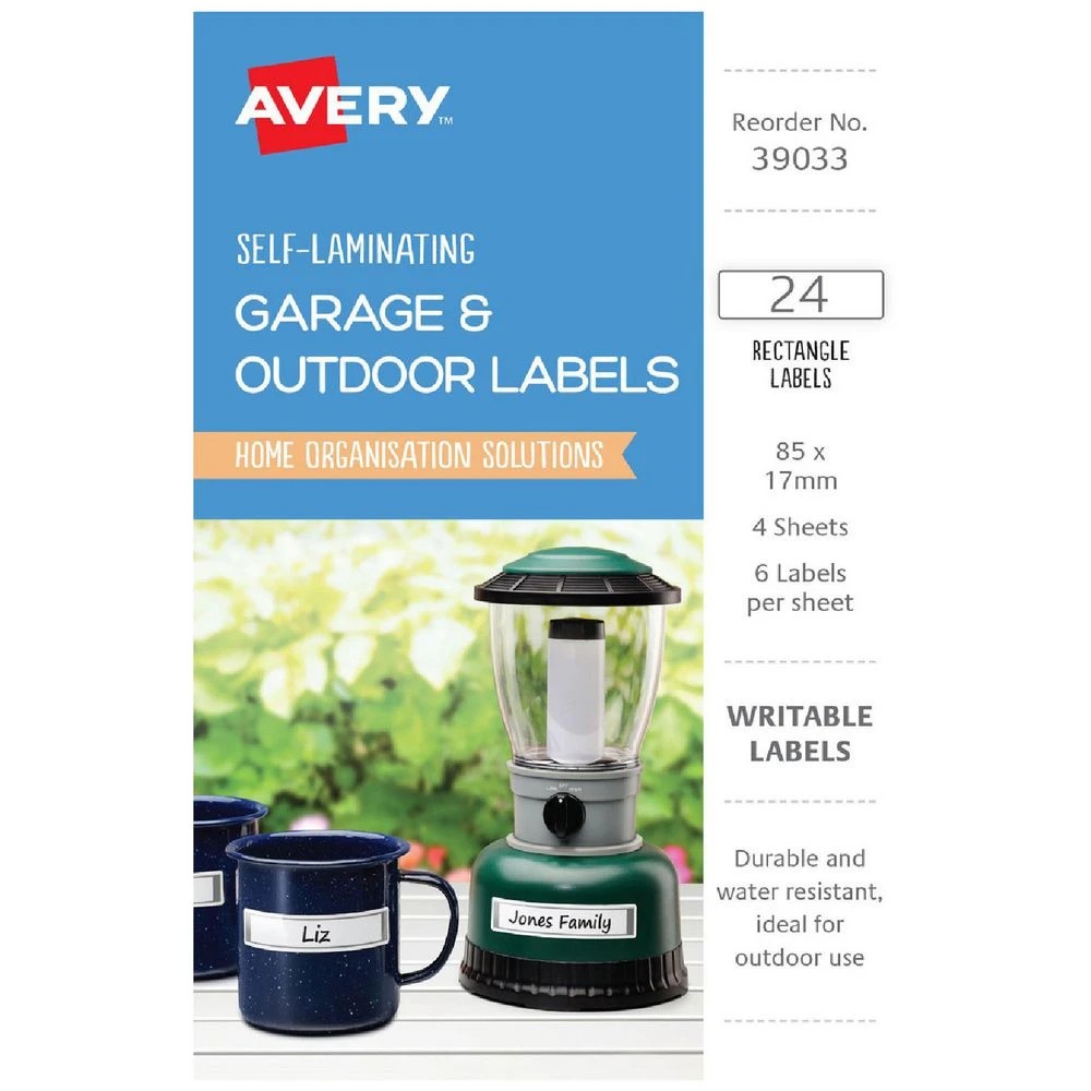 1 Avery Outdoor Self Laminate Rectangle Labels White 24 Pack, 1 of 2