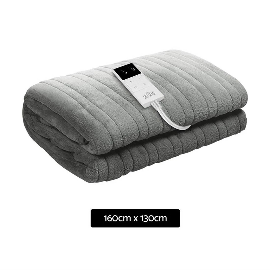1 Giselle Electric Throw Rug Heated Blanket Fleece - Silver, 1 of 10