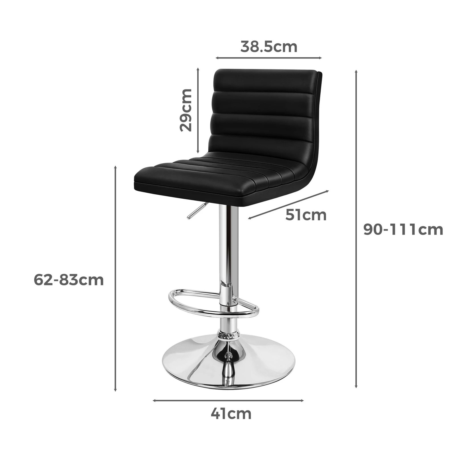 6 Alfordson 4x Bar Stools Ruel Kitchen Swivel Chair Leather Gas Lift - Black, 6 of 7