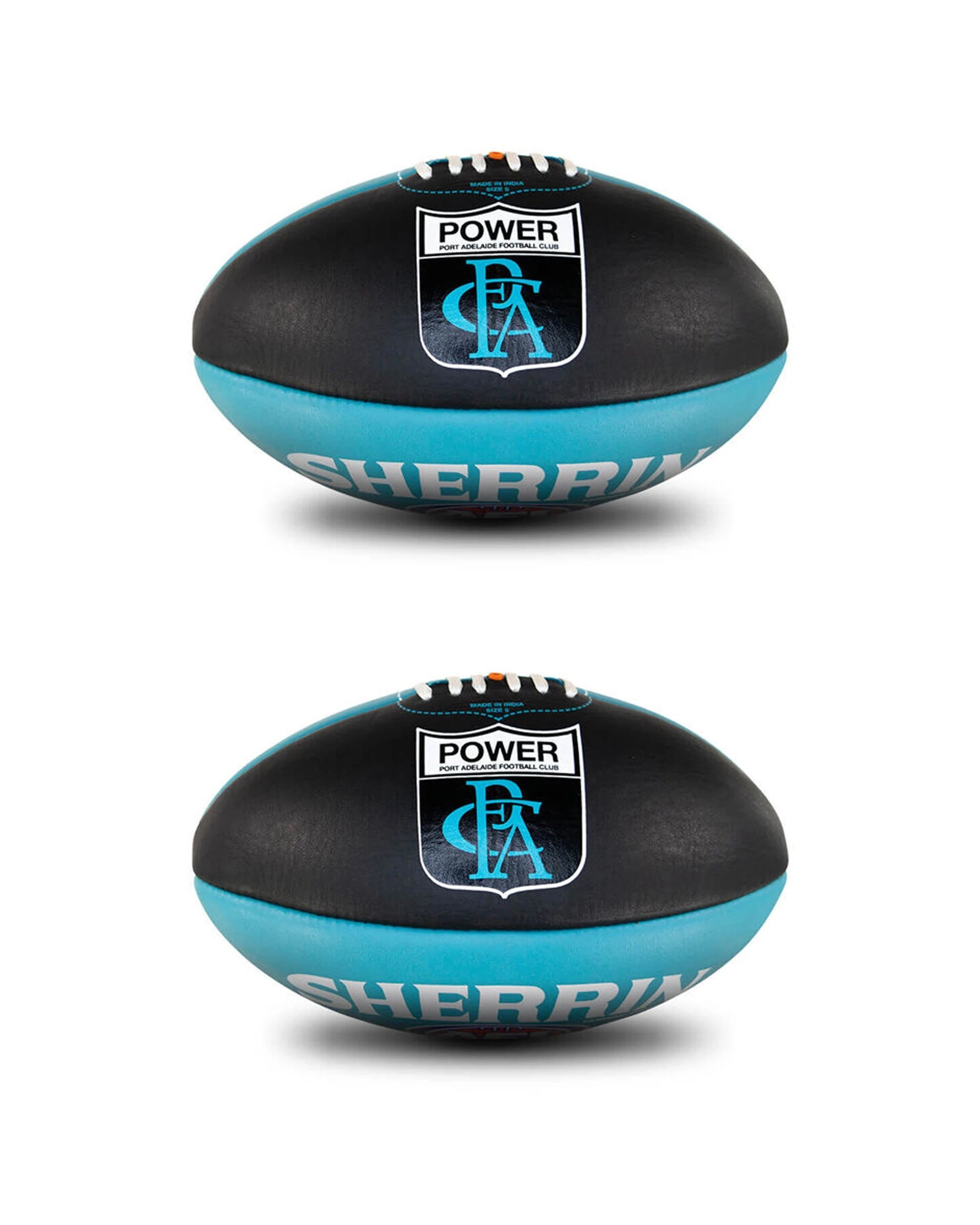 1 Sherrin AFL Team Leather Football 2PK Port Adelaide Power Size 5 Training - Multi, 1 of 5