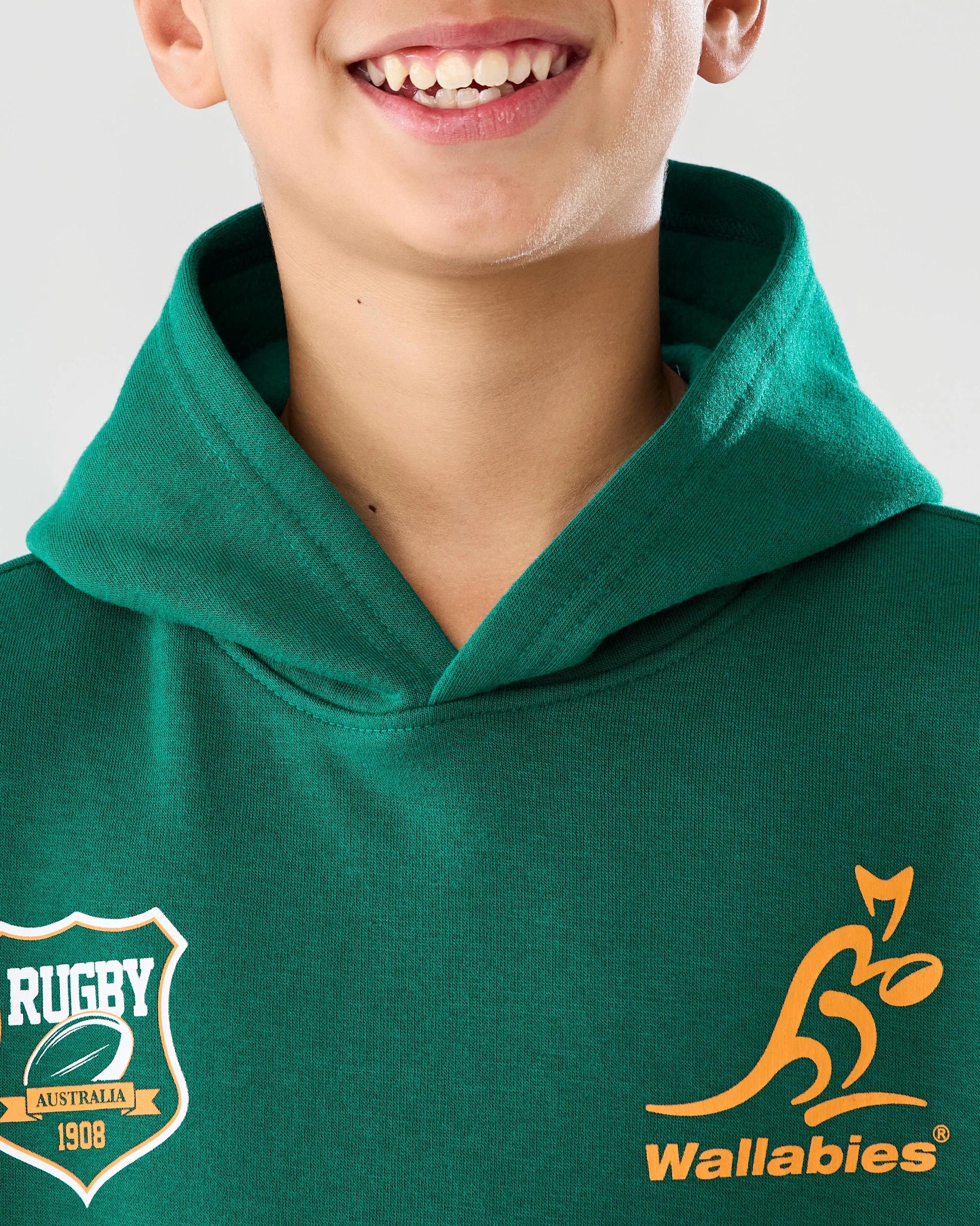 4 Wallabies Rugby Youth Hoodie Green, 4 of 7