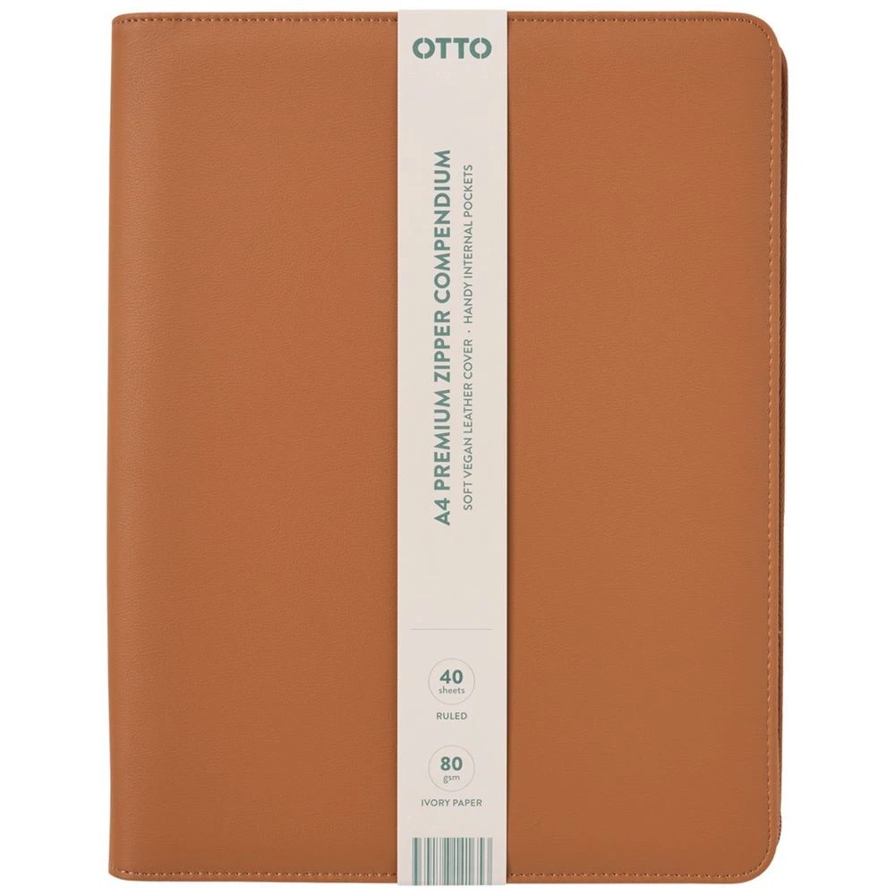 1 Otto A4 Zipper Compendium Tan, 1 of 3