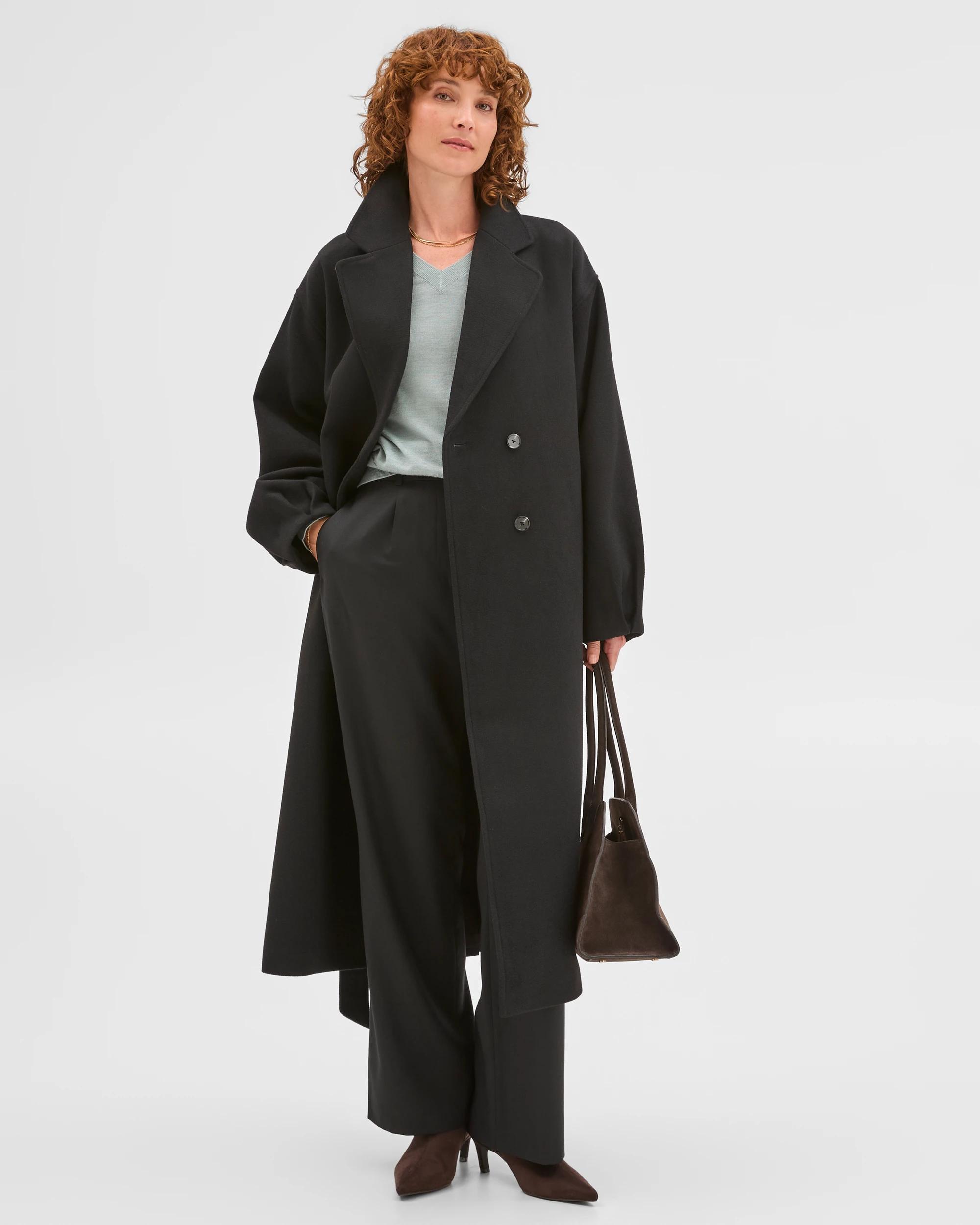 1 Preview Wrap Belted Coat BLACK, 1 of 7