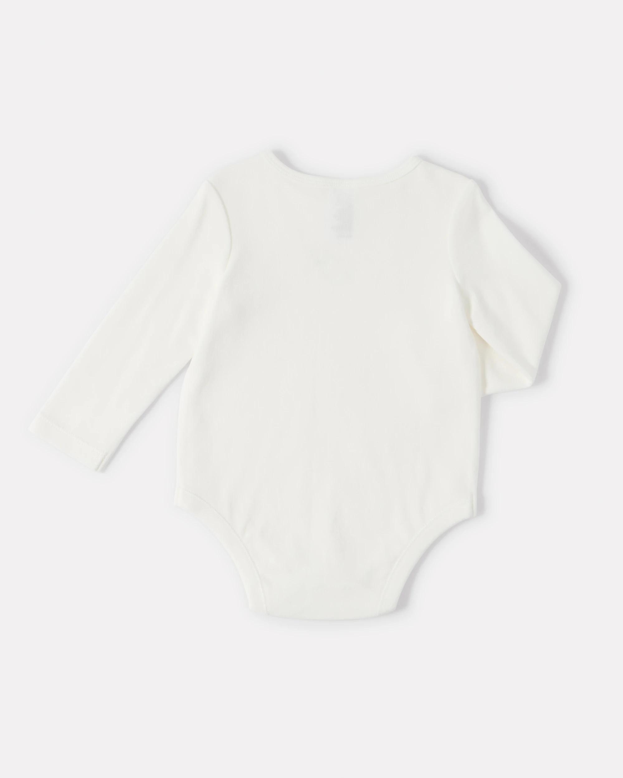 2 Cotton Long Sleeve Print Bodysuit White Dog, 2 of 3