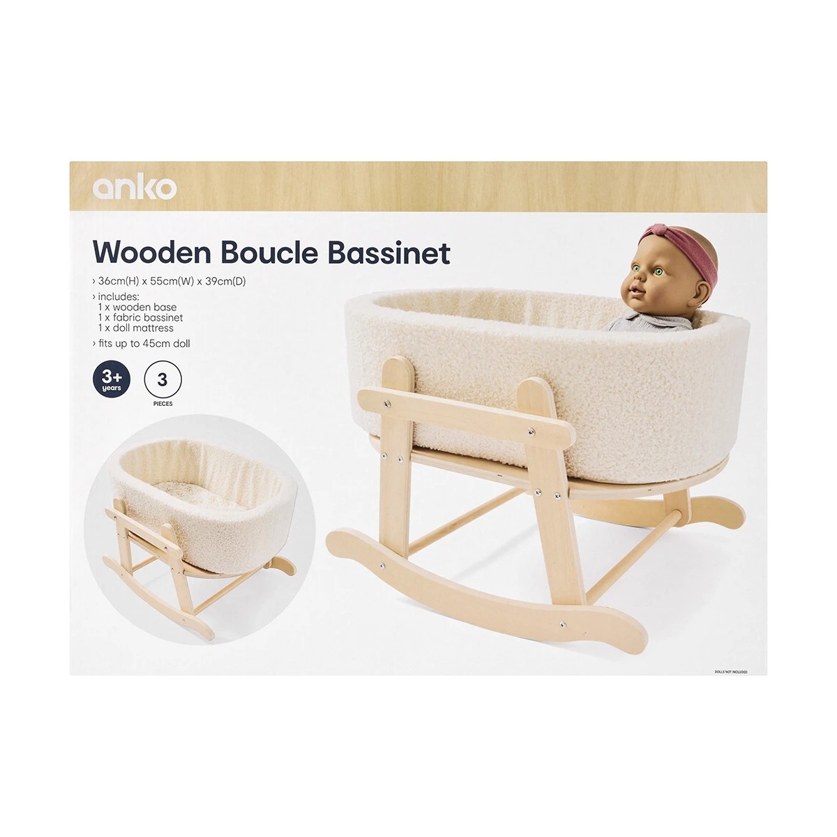 9 3 Piece Wooden Boucle Bassinet, 9 of 9