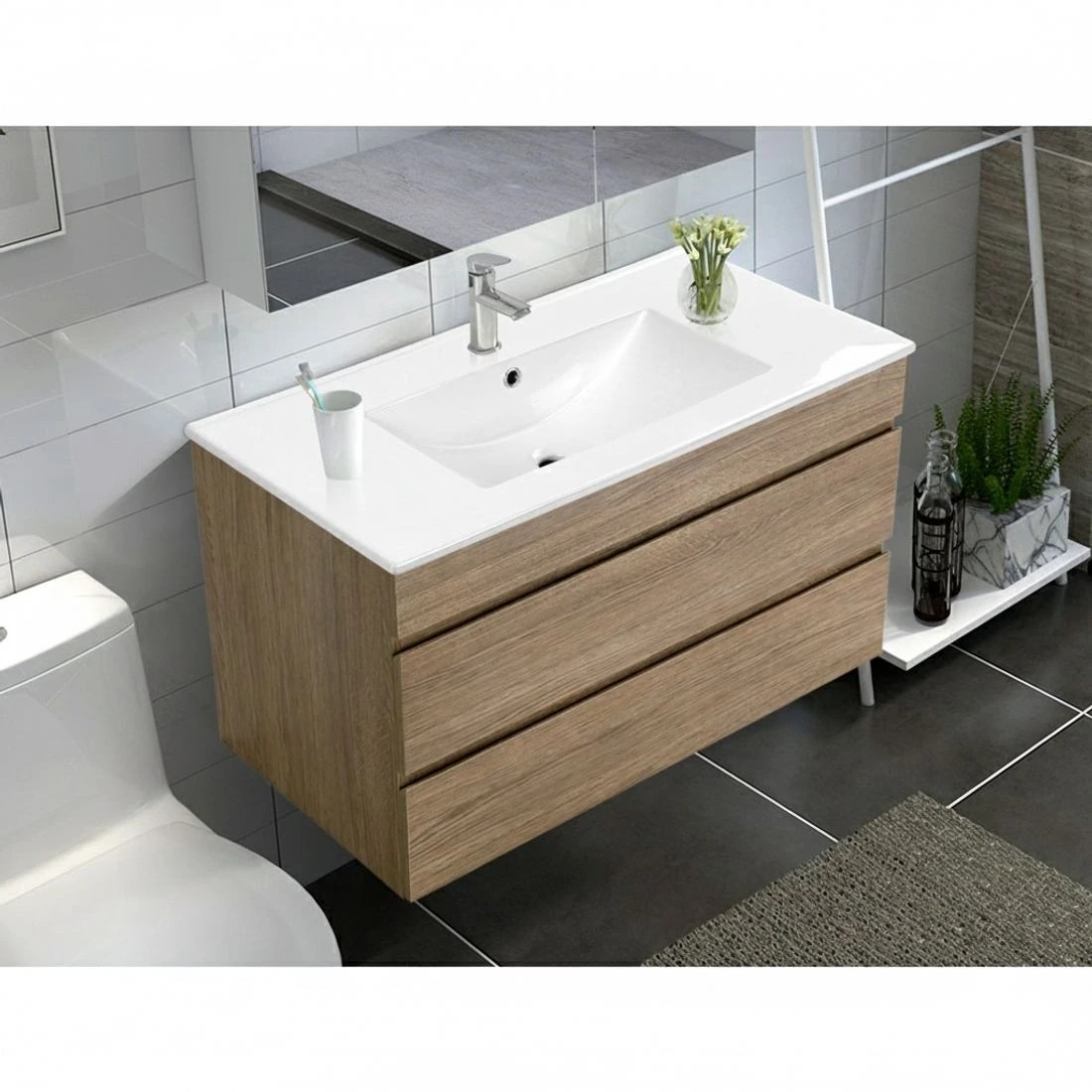 3 Cefito Vanity Unit 915mm with Basin Oak - Brown, 3 of 5