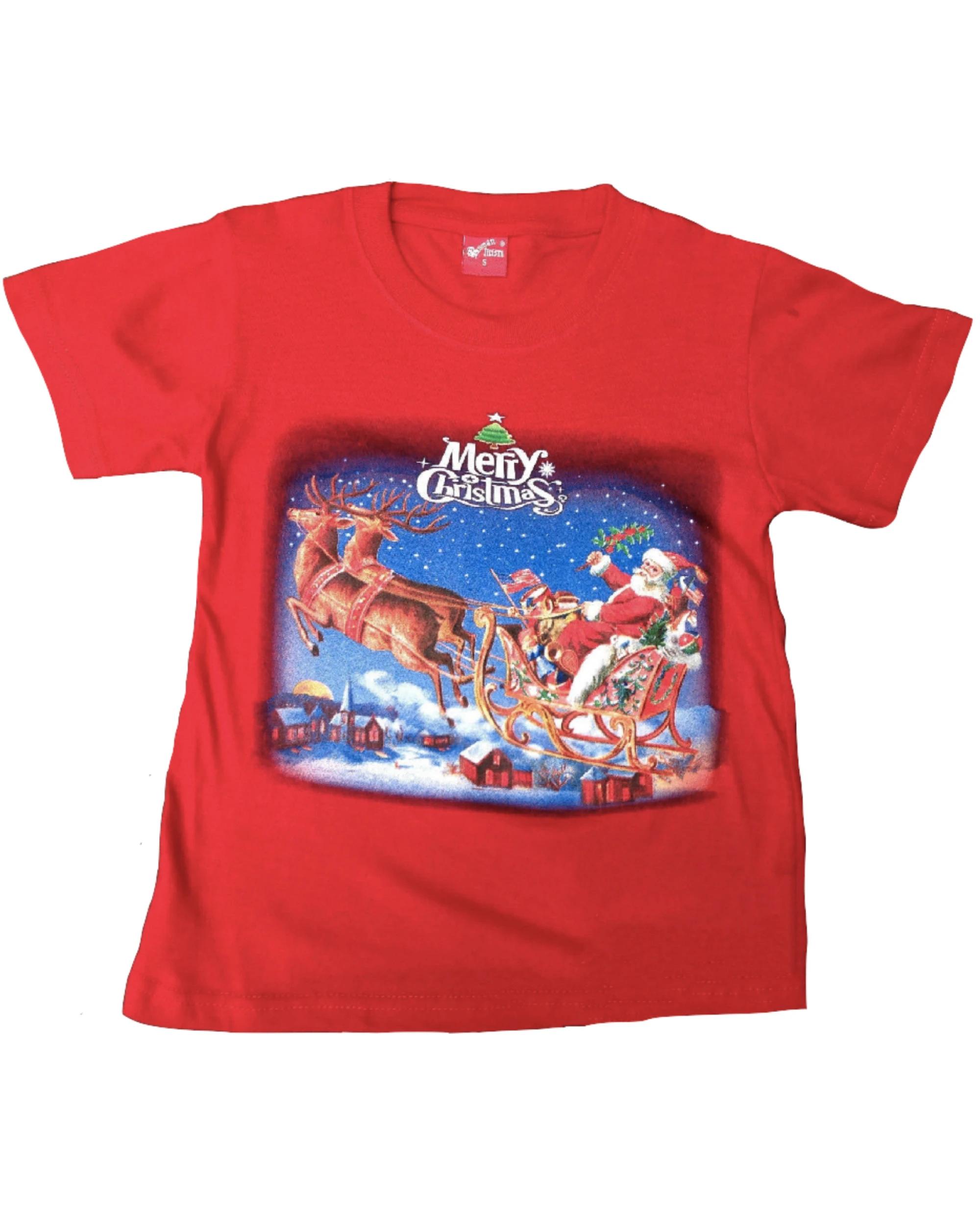 2 BR Home Kids 100% Cotton Christmas T Shirt Santa Party Costume RED, 2 of 2