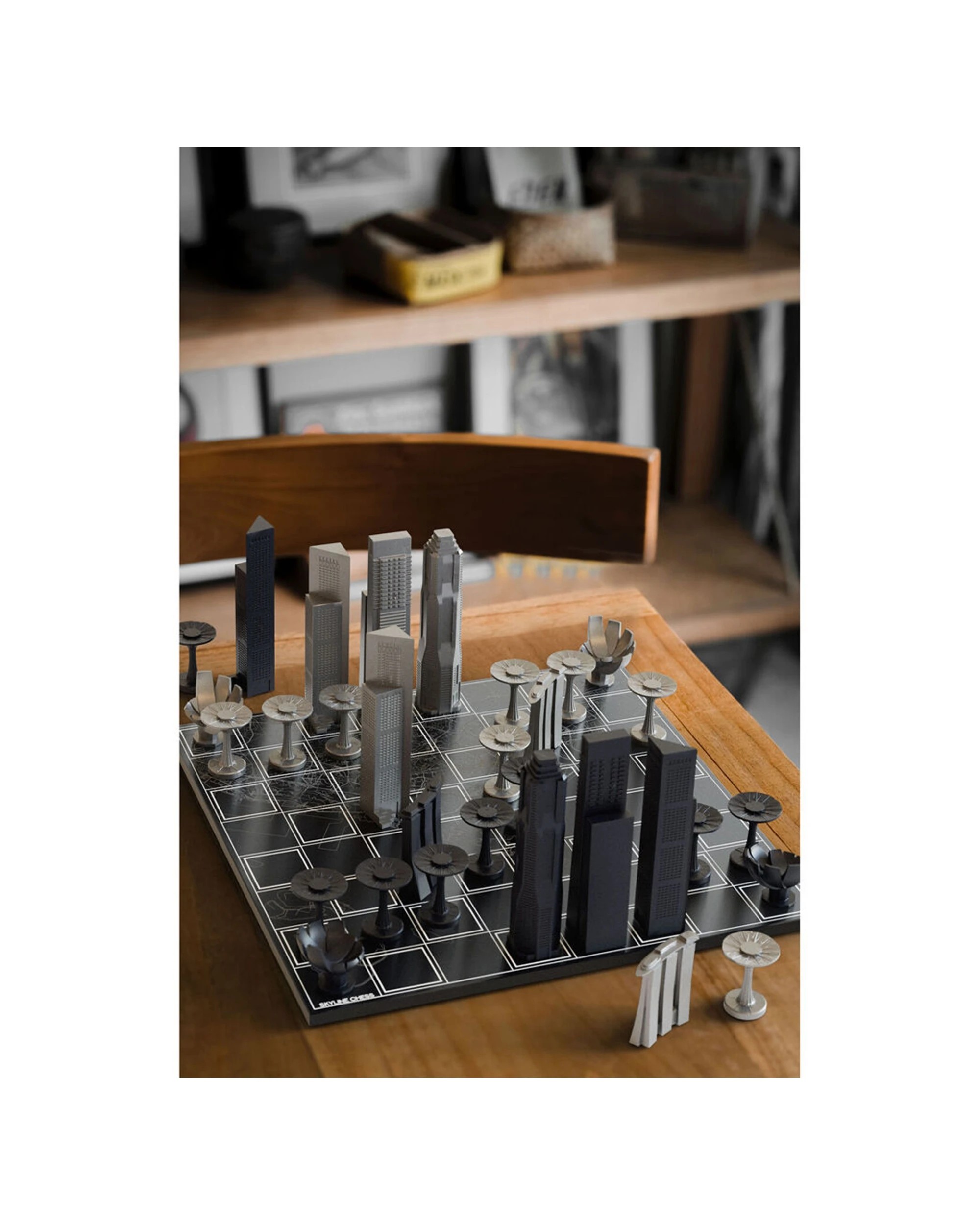 6 Skyline Chess 33pc Singapore Edition Wood Board With Printed Singapore Map - Black, 6 of 6