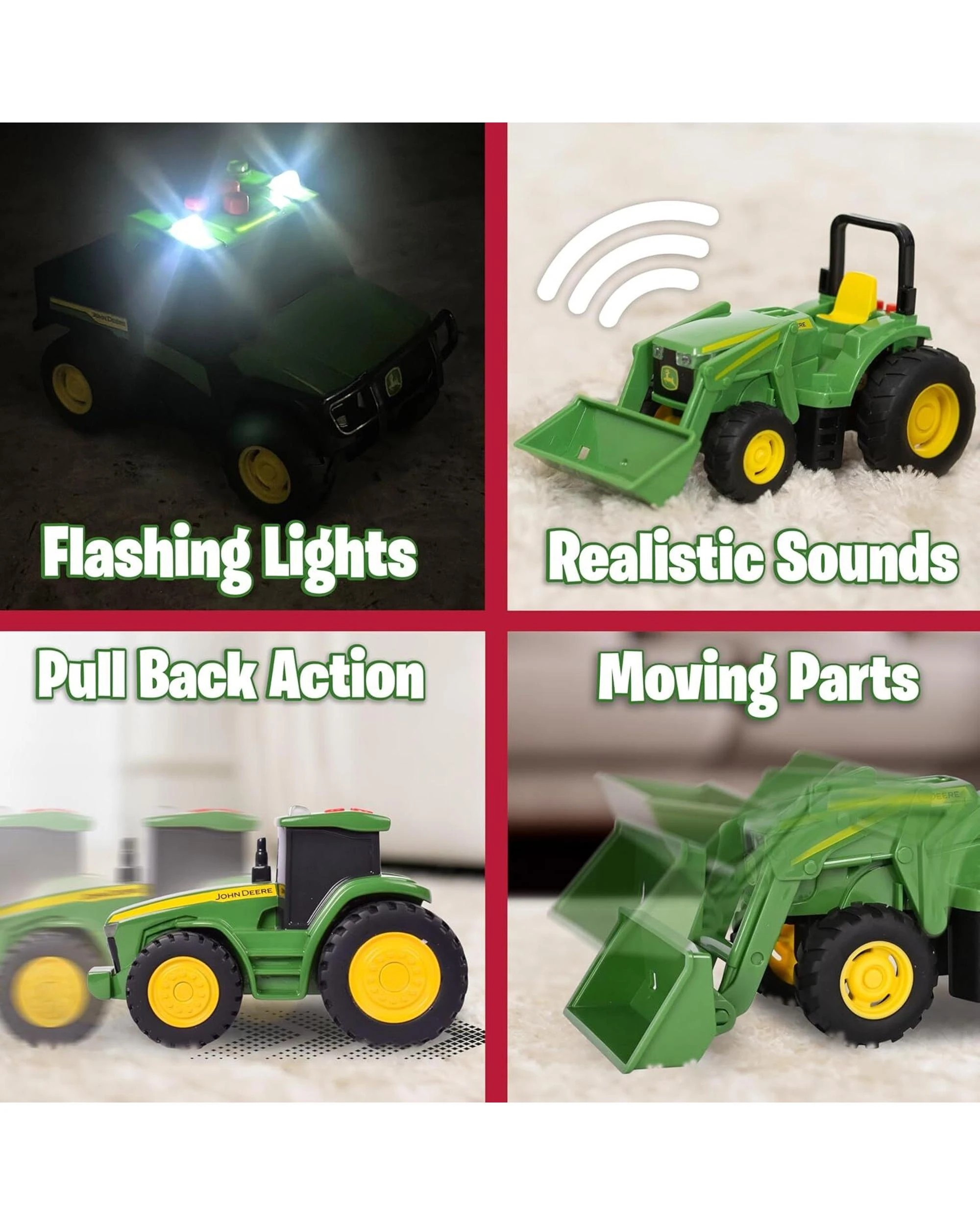 4 John Deere Kids Lights and Sounds Mini Farm Vehicles 3 Pack, 4 of 8
