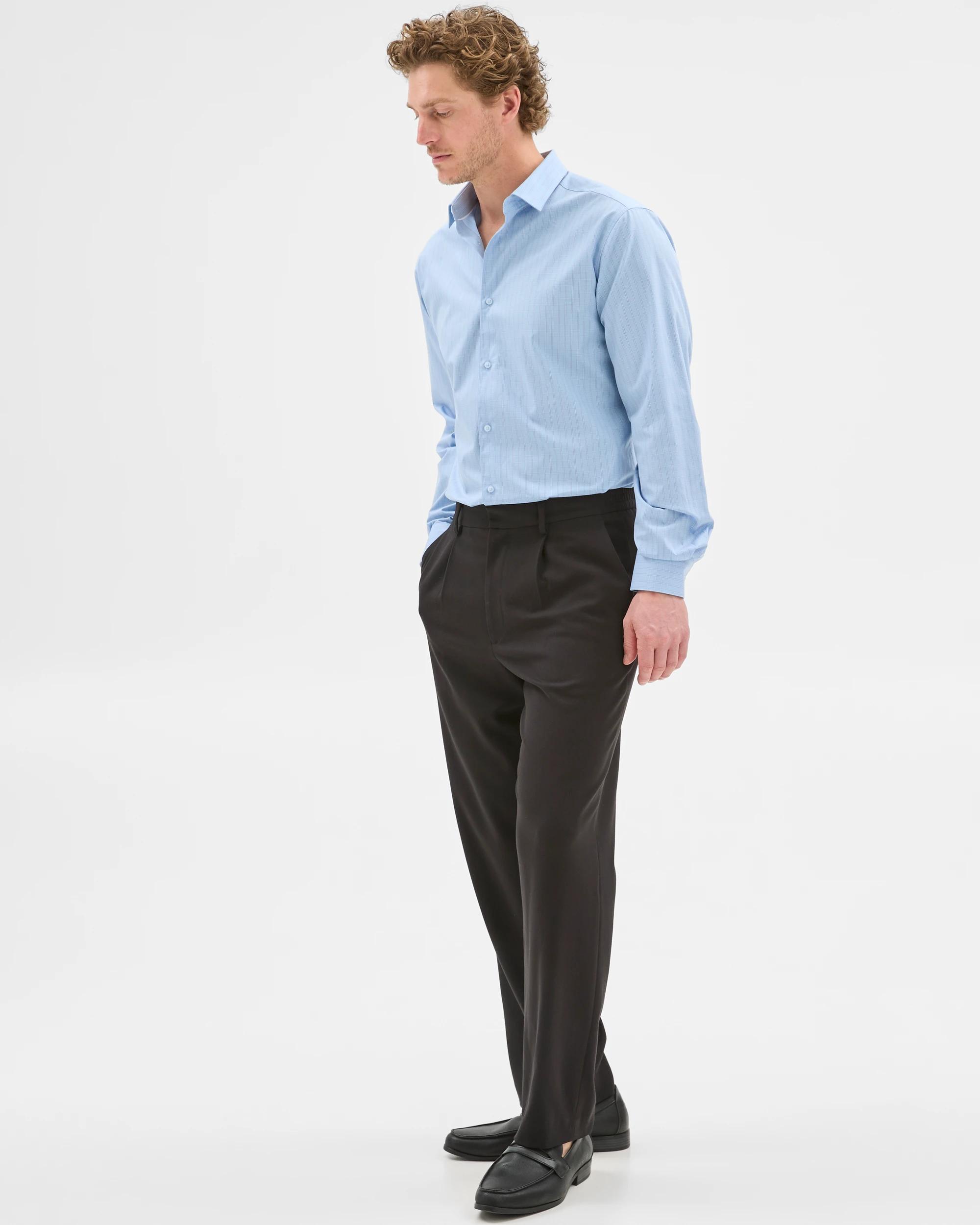 4 Australian Cotton Long Sleeve Shirt - Preview BLUE CHECK, 4 of 6