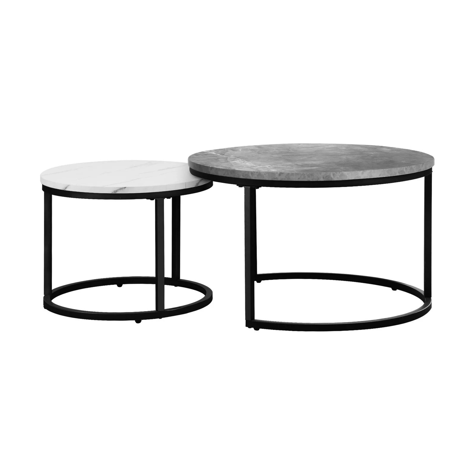 9 Oikiture Set Of 2 Coffee Table Round Marble-like Nesting Side Tables
 - Multi, 9 of 10