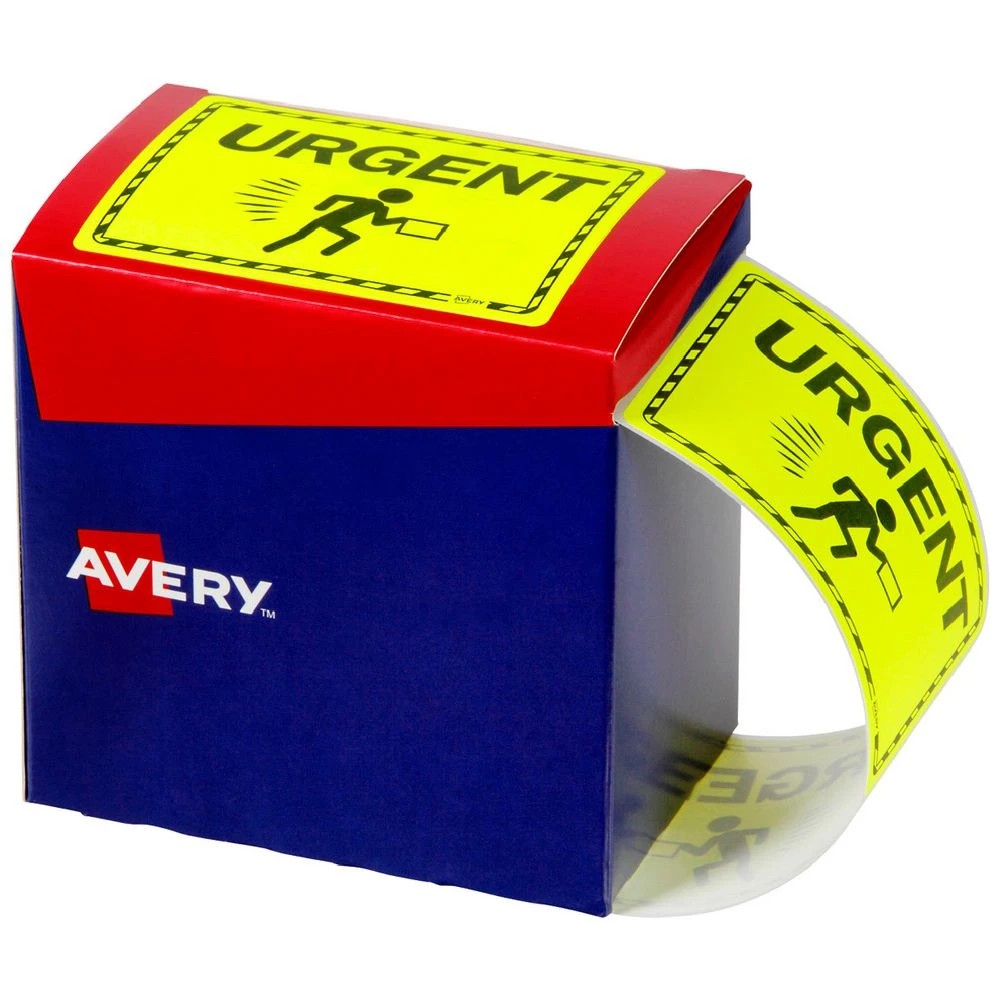 1 Avery Urgent Labels 75 x 99.6mm Yellow 750 Pack, 1 of 3