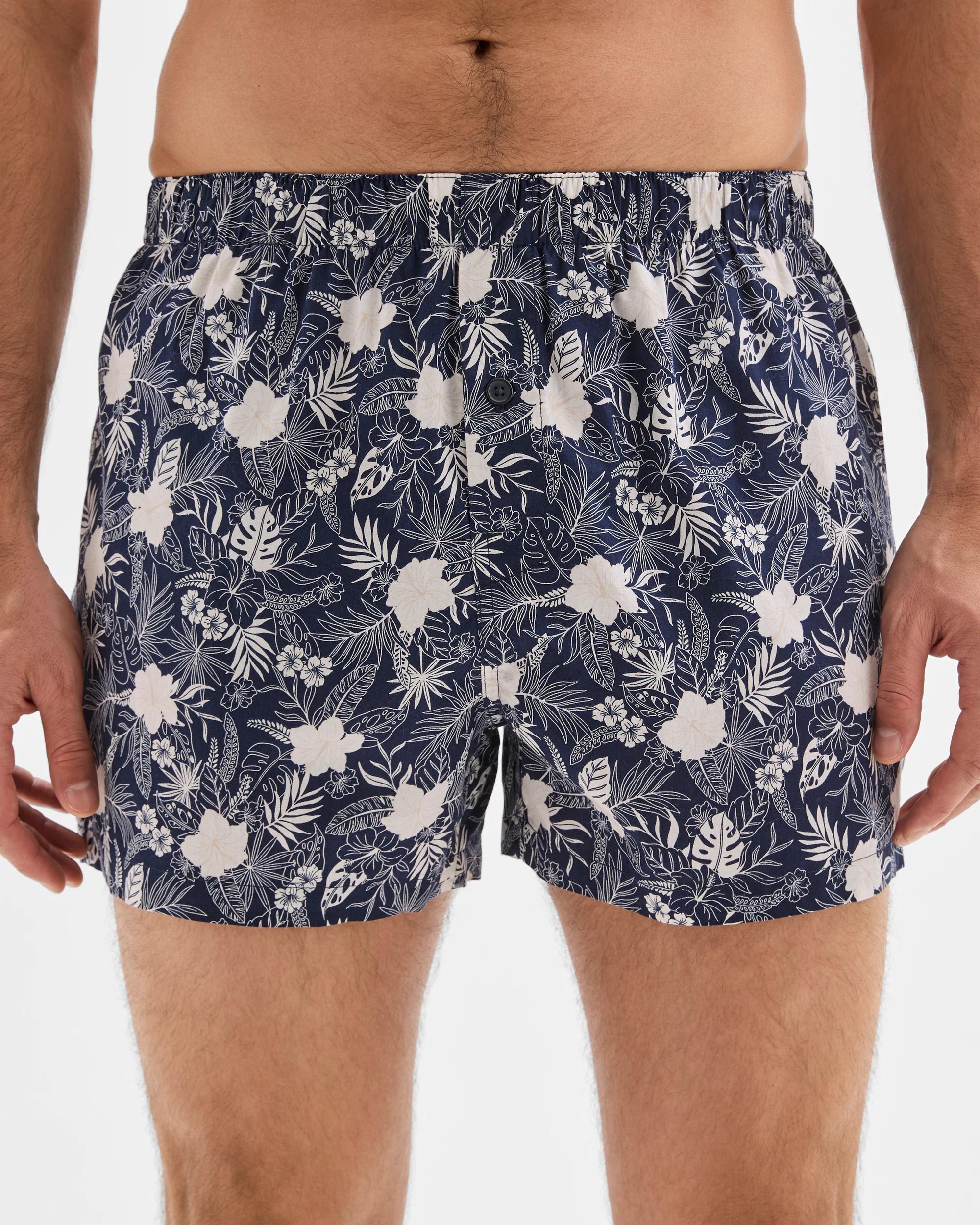 4 Mens Australian Cotton Woven Boxers 3 Pack - Maxx - Hibiscus HIBISCUS PRINT/NAVY STRIPE/PUMICE STONE CHECK, 4 of 4