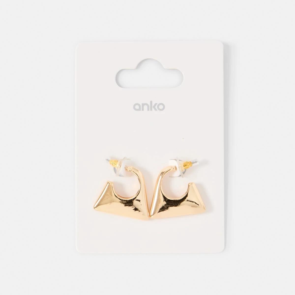 5 Small Puff Triangle Hoop Earrings - Gold Tone Gold, 5 of 5