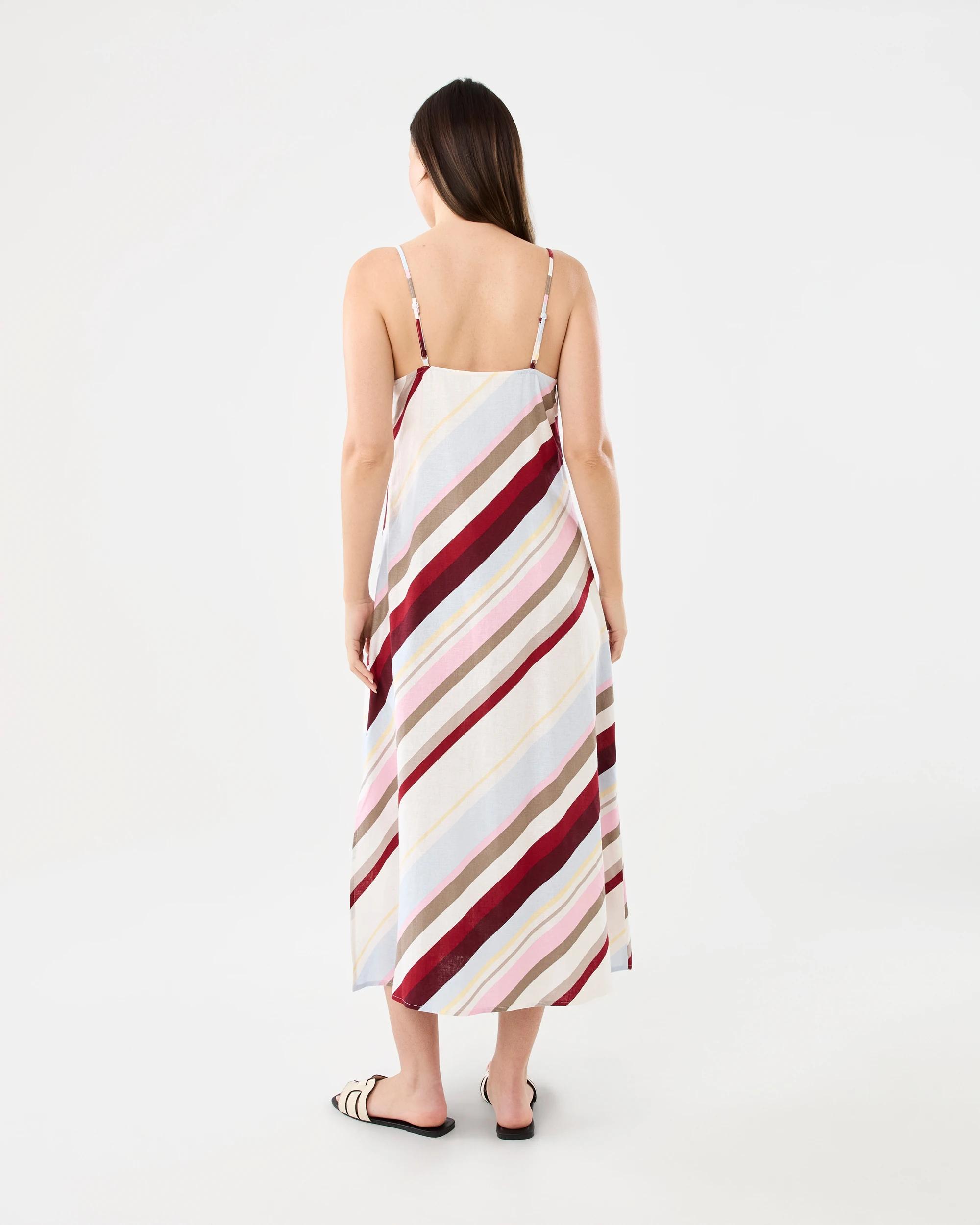 2 Sleeveless Linen Blend Strappy Slip Maxi Dress Icrem Cld, 2 of 4