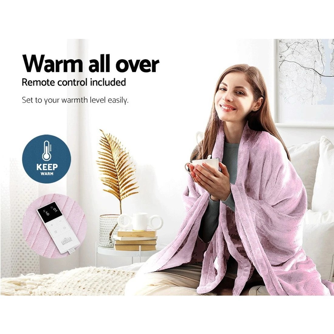 5 Giselle Electric Throw Rug Heated Blanket Fleece - Pink, 5 of 10