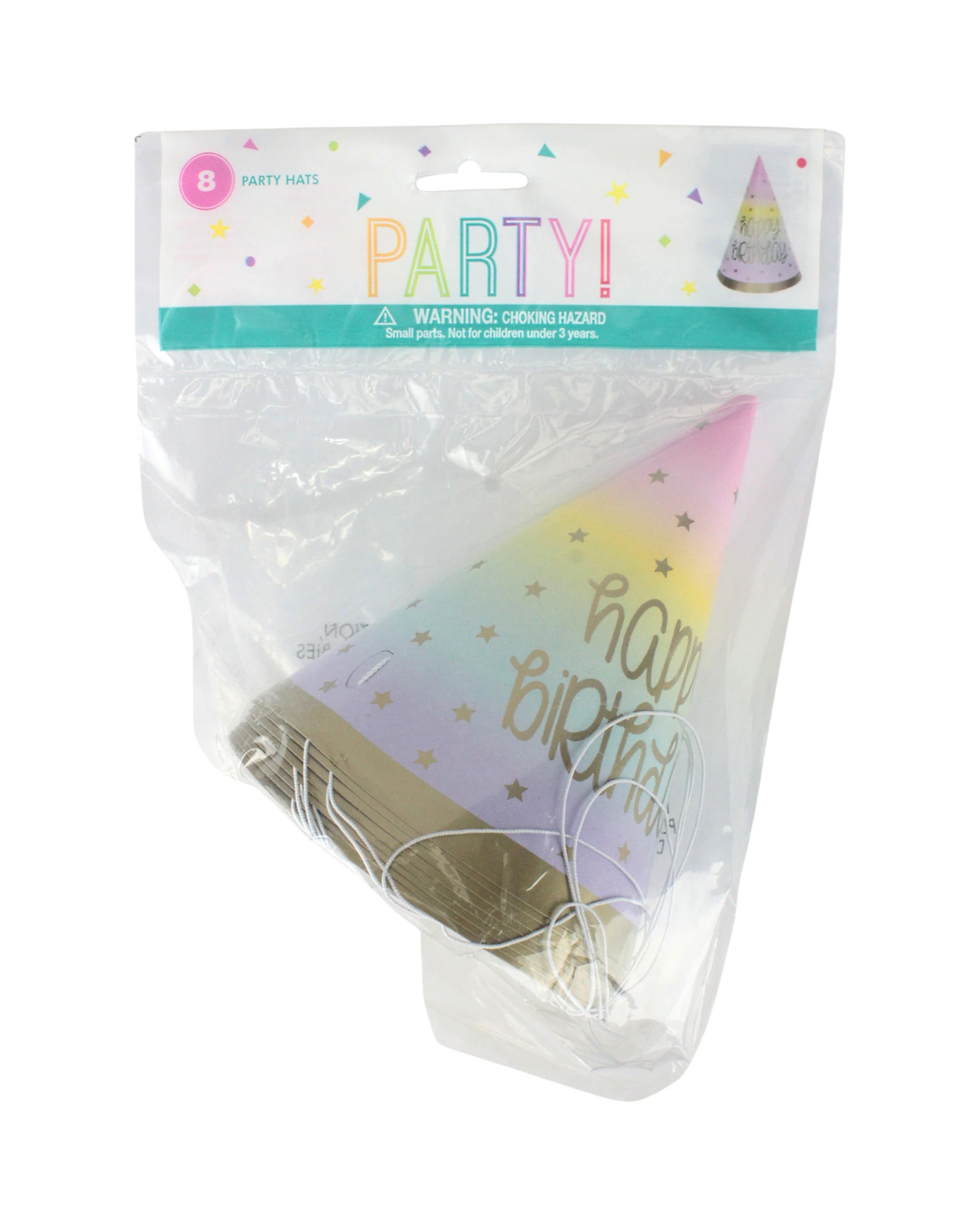 2 Meteor Rainbow Stars Happy Birthday Party Hats Pack of 8 - Multi, 2 of 3