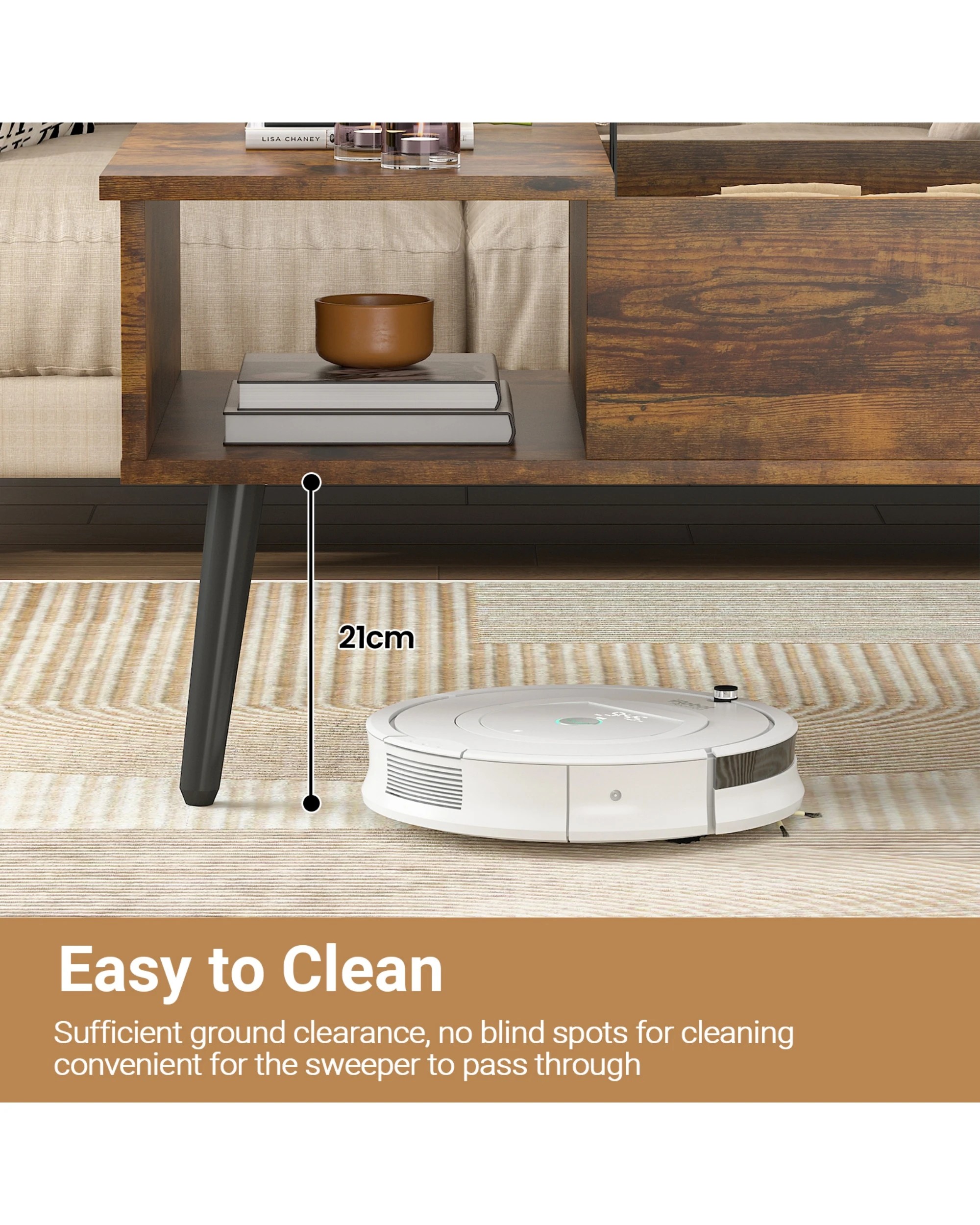 2 Advwin Lift Up Top Coffee Table Side Table w/ Hidden Storage & Shelf Walnut, 2 of 4