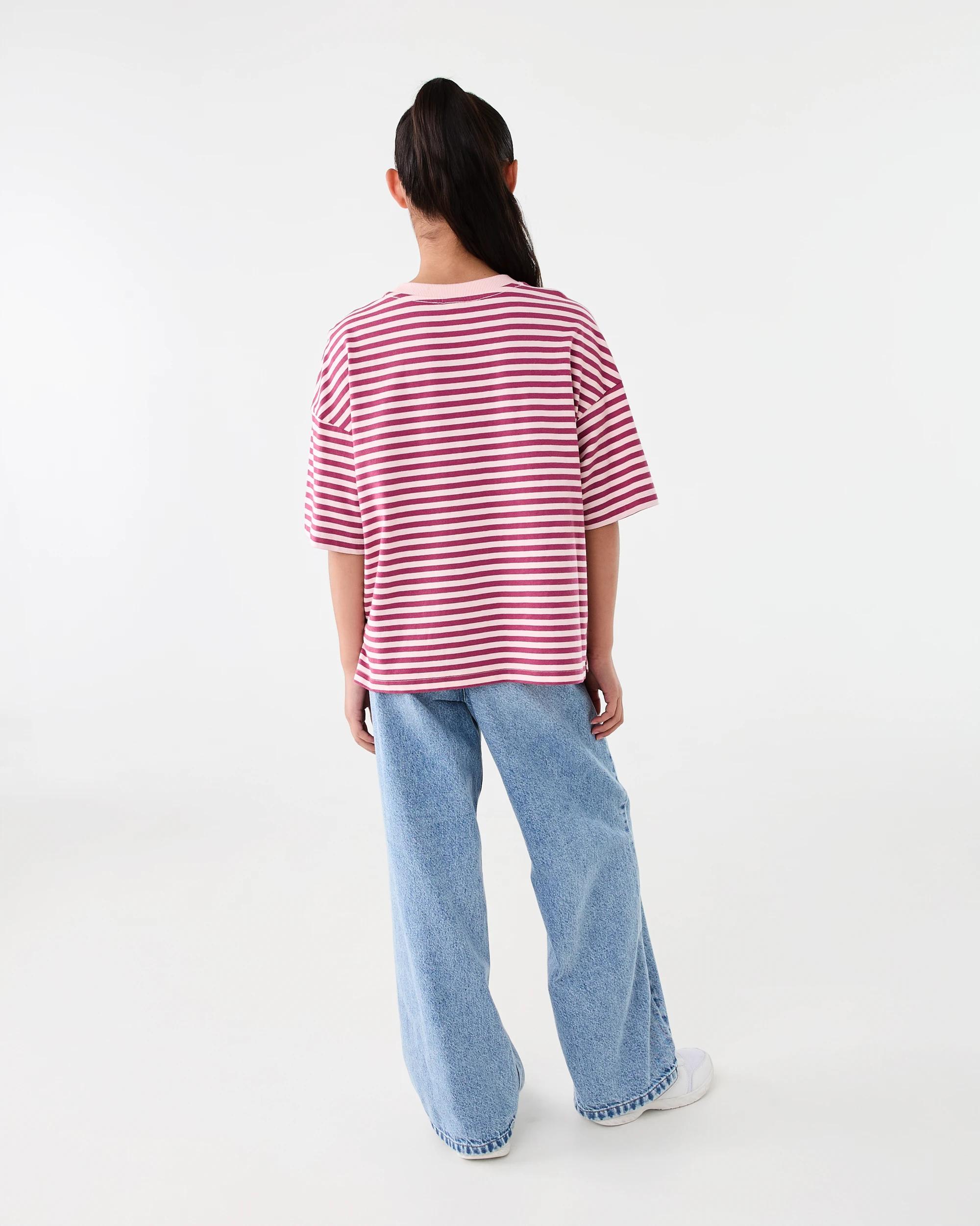 7 Short Sleeve Striped Oversized T-shirt Pnk Stripe, 7 of 7