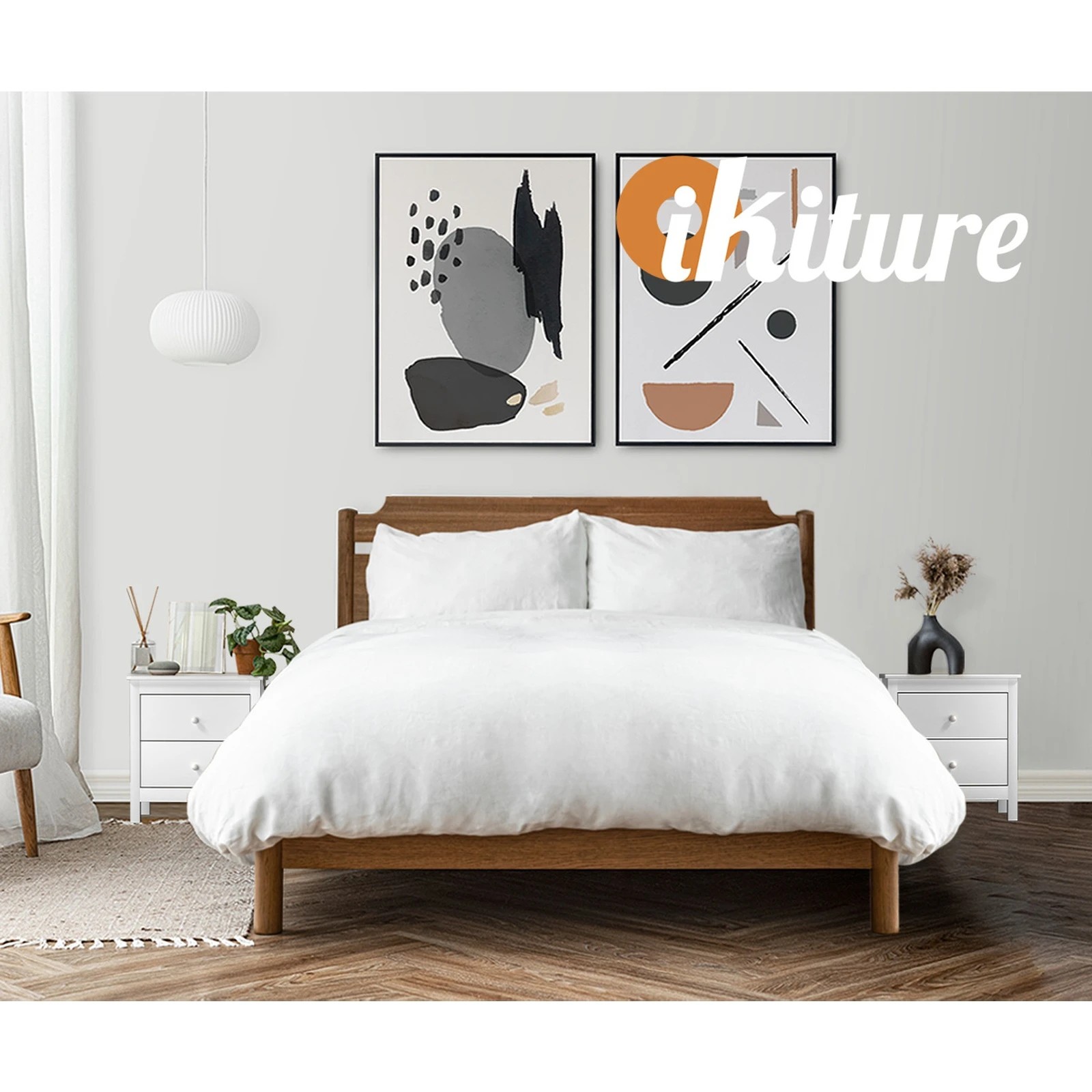 3 Oikiture Bedside Table Nightstand Side End Table 2 Drawers
 - White, 3 of 10