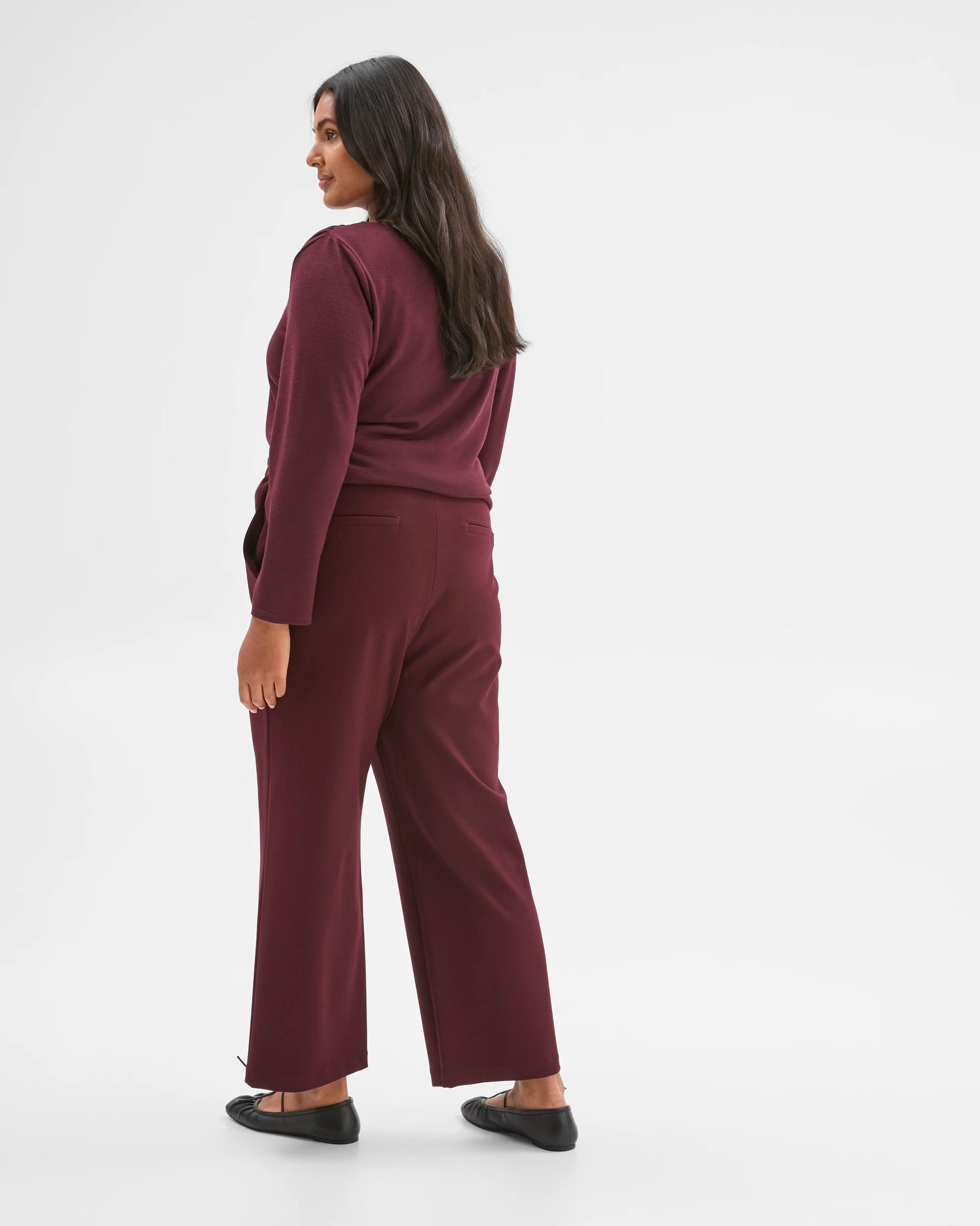 5 Target Curve Plus Size Crop Length Wide Leg Ponte Pants PINOT BURGUNDY, 5 of 6