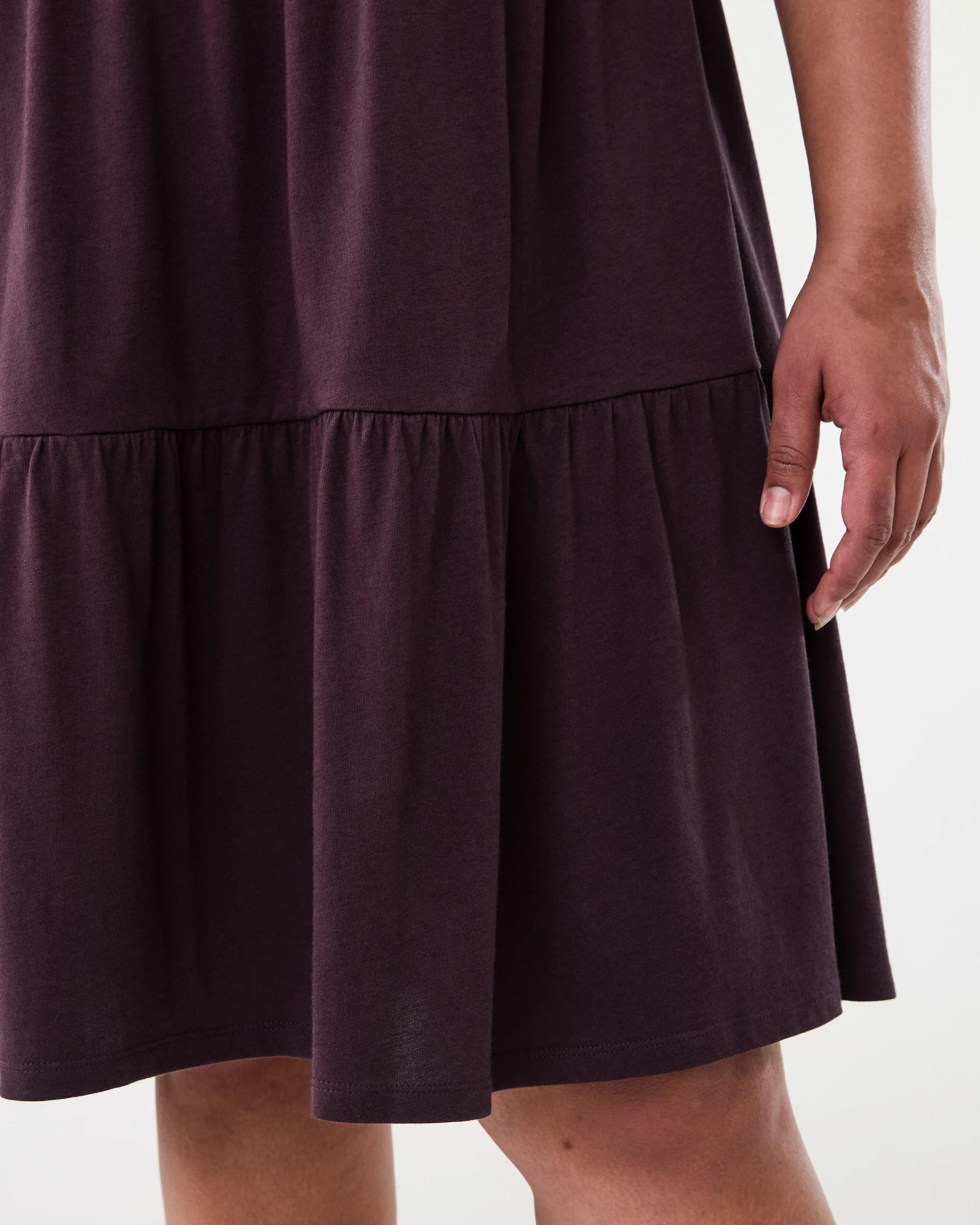 7 Curve Short Sleeve Frill Tier Knit Mini Dress Fudge, 7 of 8