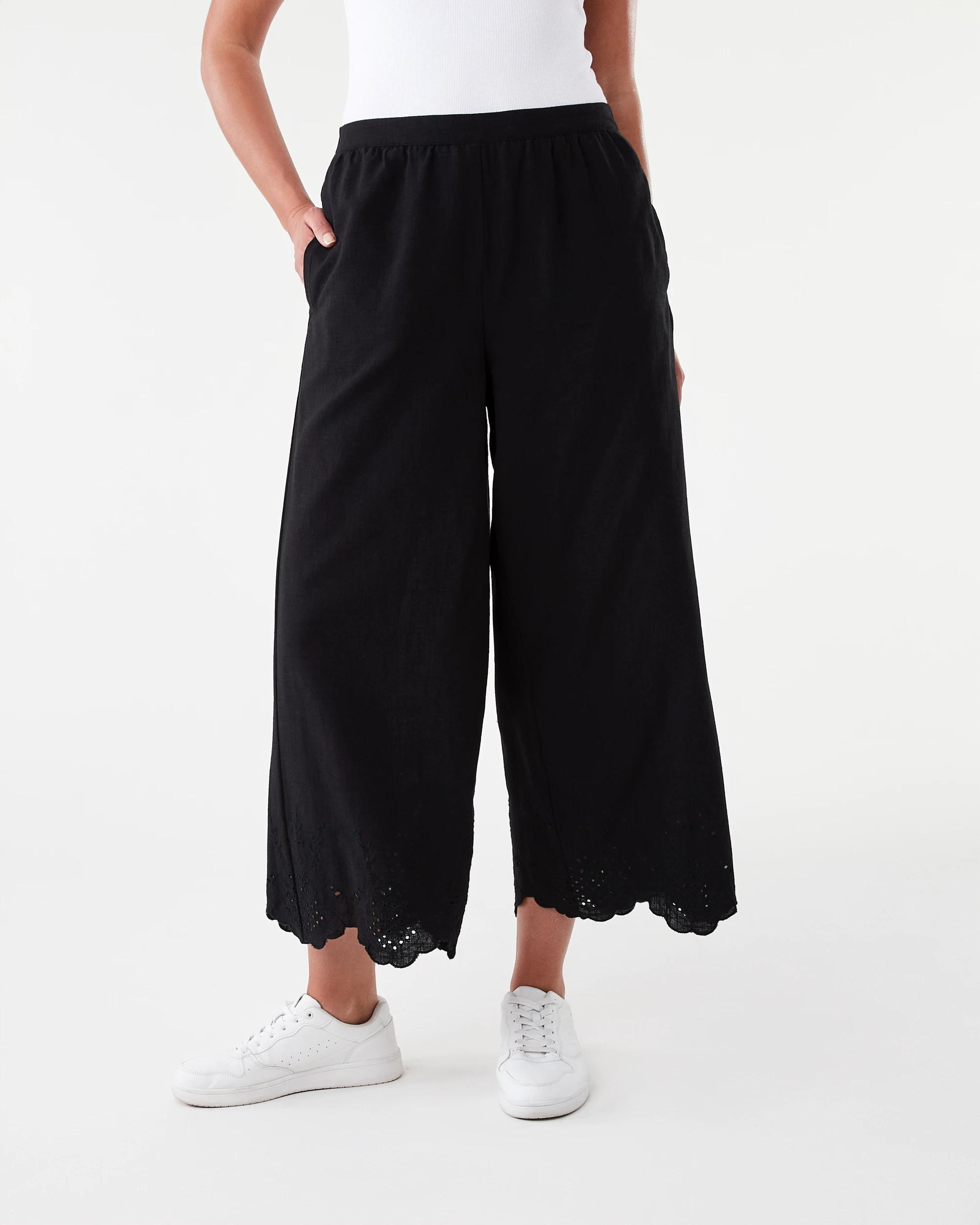 1 Embroidered Hem Pants Black, 1 of 6
