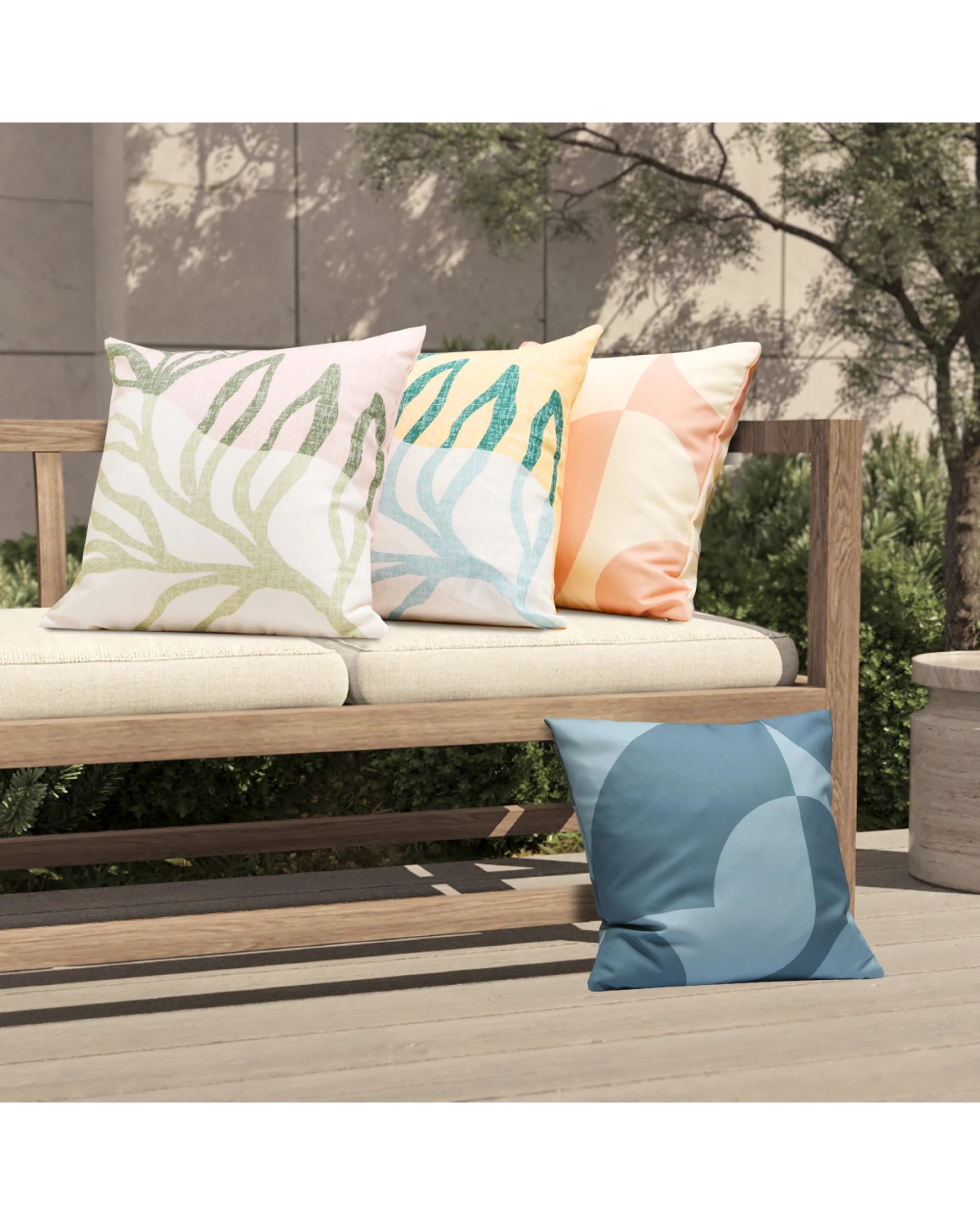 7 Vibes Noosa Printed Outdoor Cushion 50x50cm - Mustard, 7 of 8