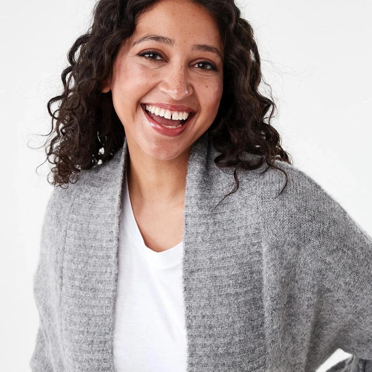 4 Longline Fluffy Cardigan Grey Marle, 4 of 7