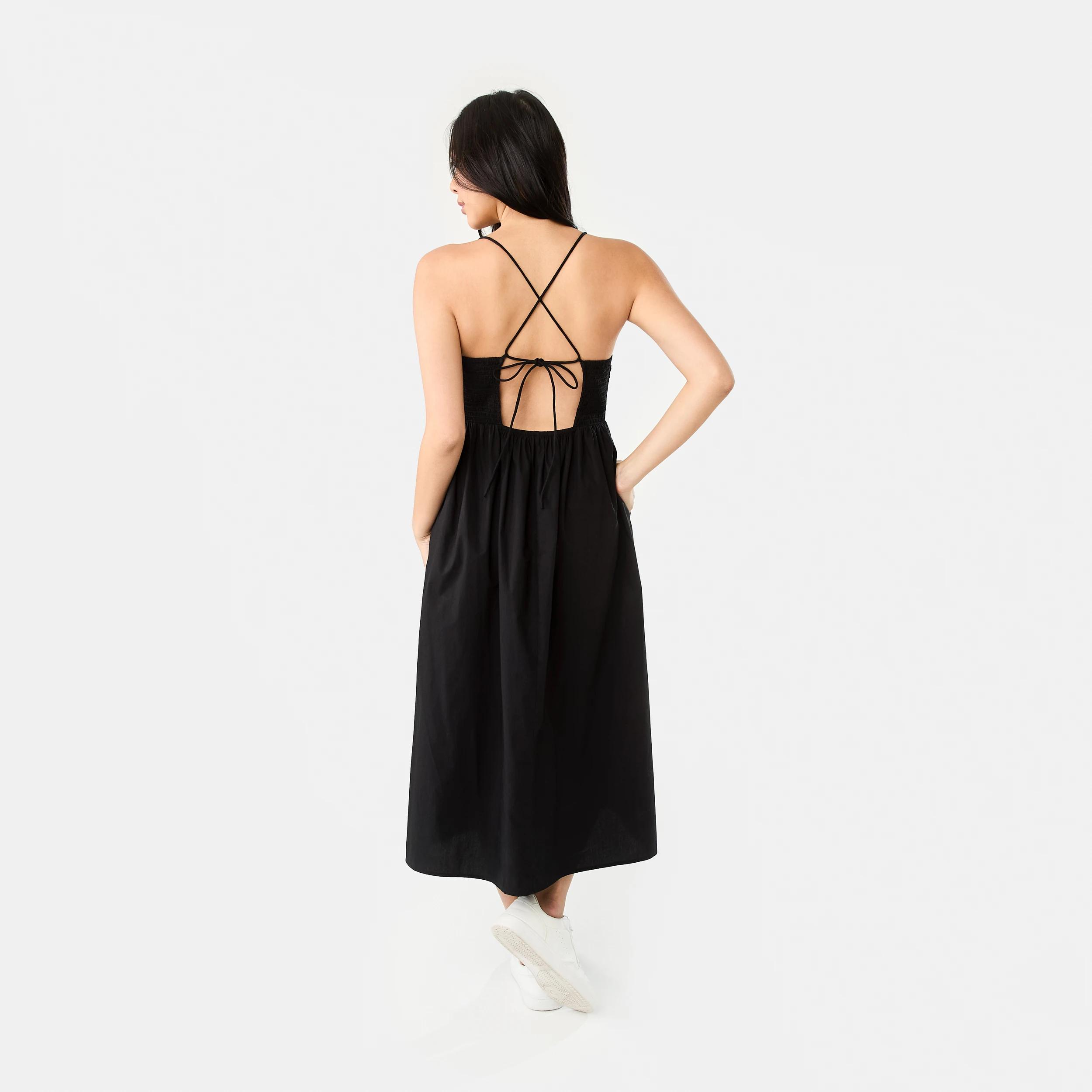 4 Sleeveless Cross Back Midi Dress BLACK, 4 of 9