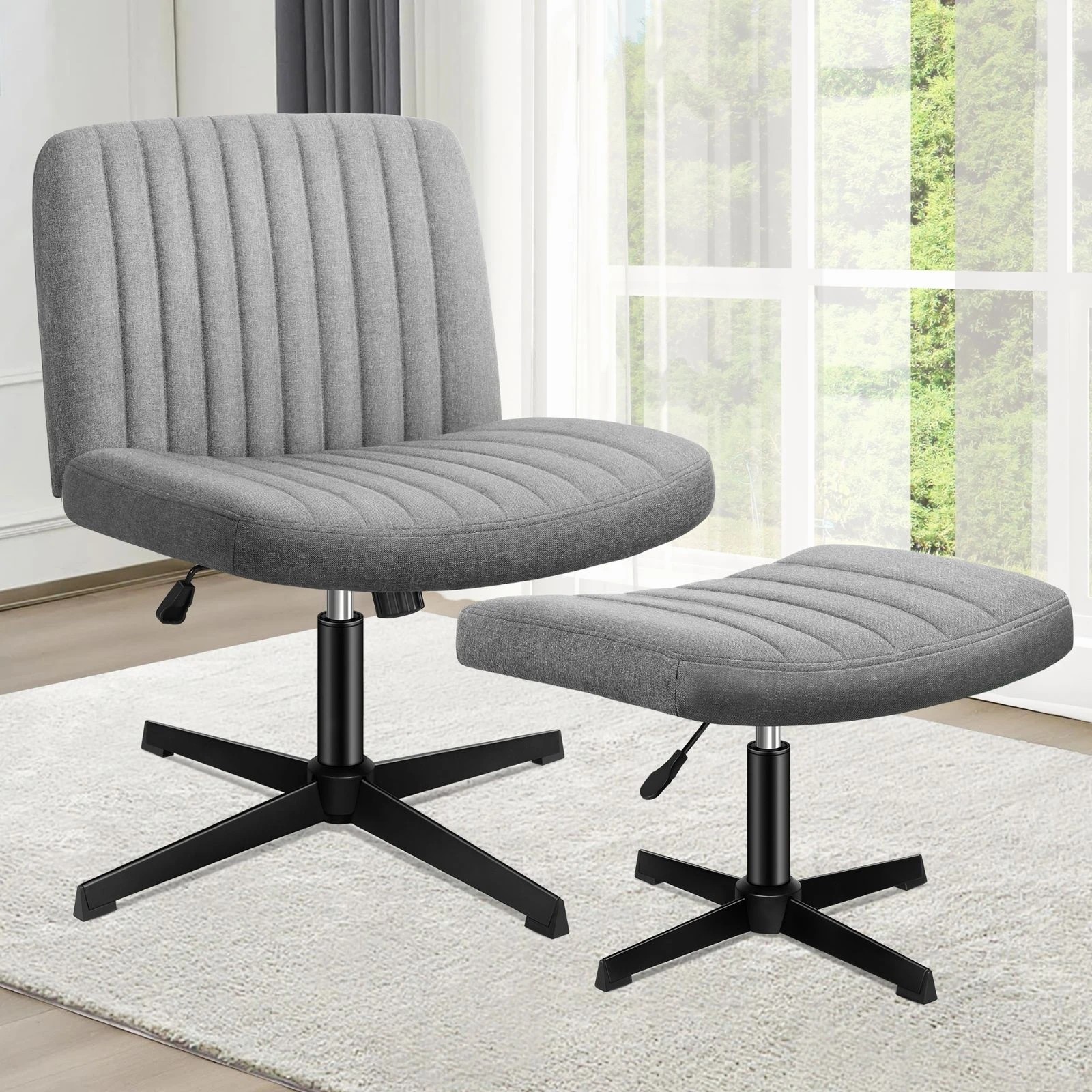 7 Alfordson Office Chair Computer Executive Seat Work Ottoman Fabric - Grey, 7 of 10