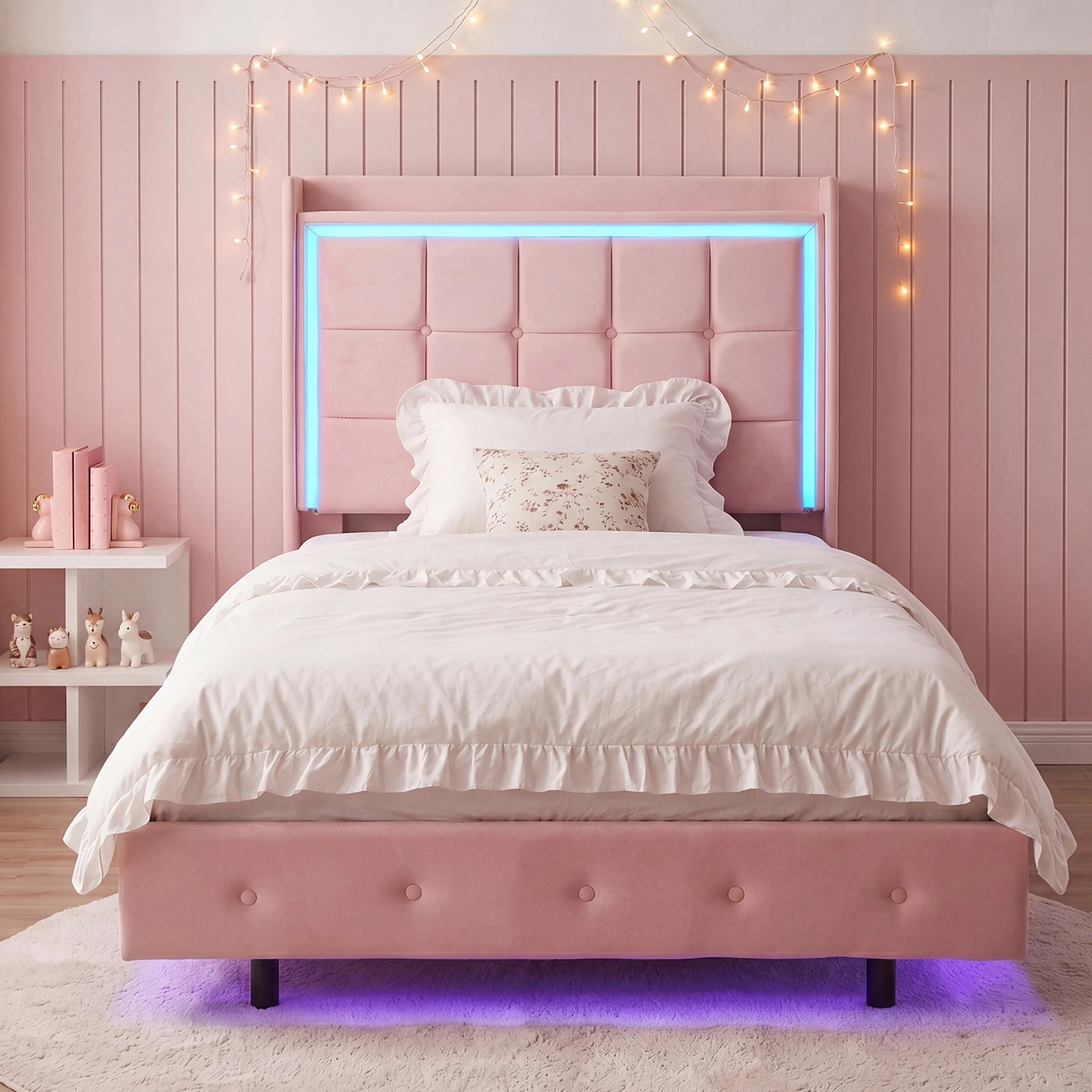 8 Levede King Single Floating Bed Frame With RGB LED Light Headboard USB Charge, 8 of 8