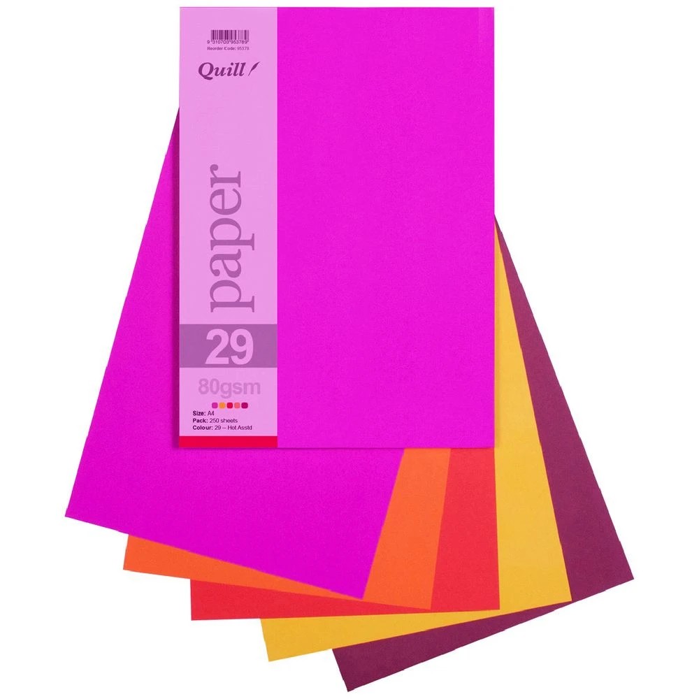 1 Quill A4 Paper Hot Assorted 250 Pack, 1 of 2