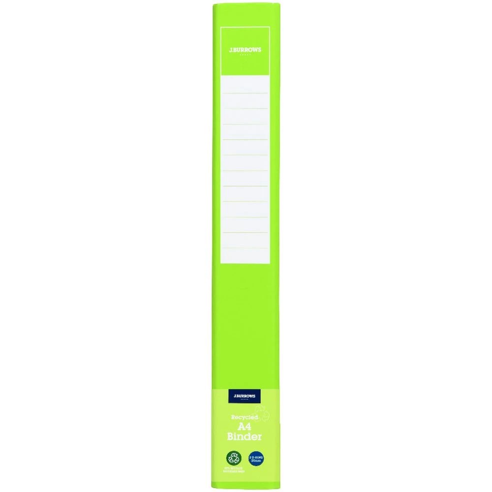 2 J.Burrows A4 Binder 2 D-Ring 25mm Gloss Green, 2 of 6