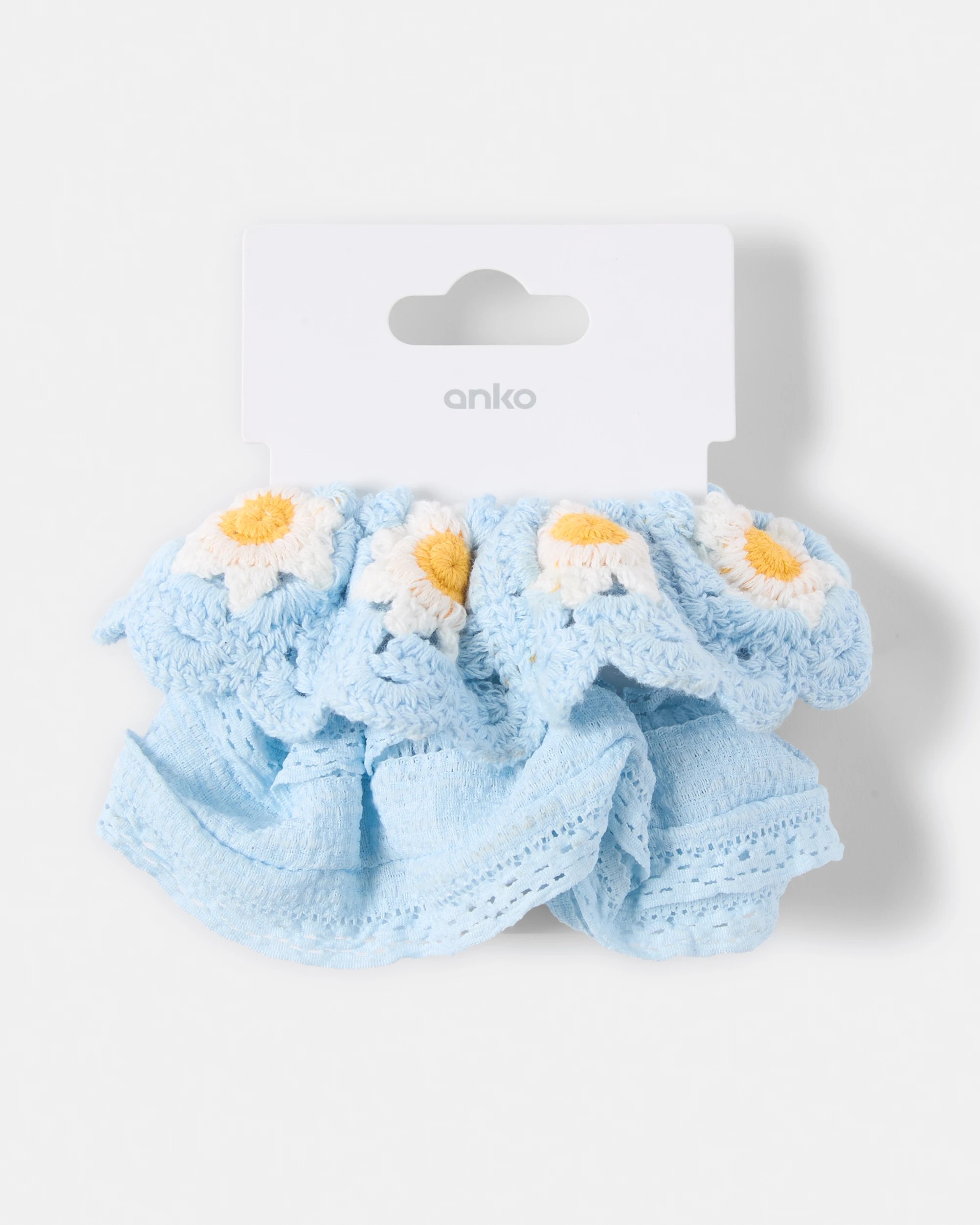 5 2 Pack Crochet Hair Scrunchies - Blue, 5 of 5