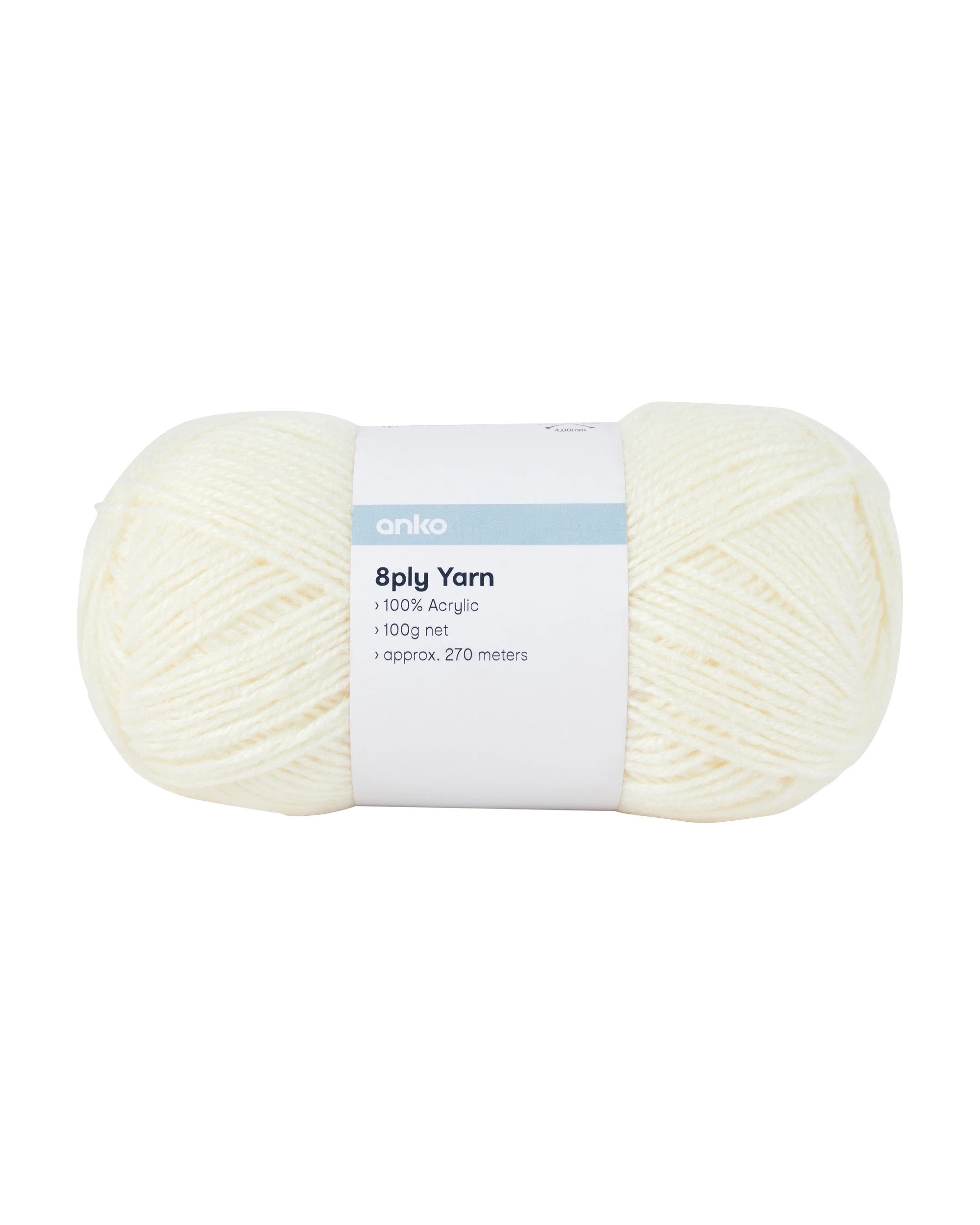 1 8 Ply Acrylic Yarn 100g – Ivory, 1 of 3
